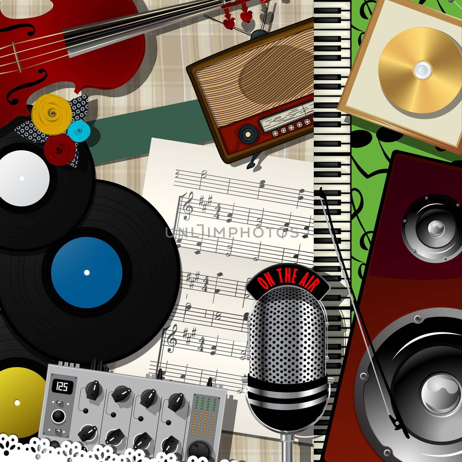 Music collage, abstract art illustration design