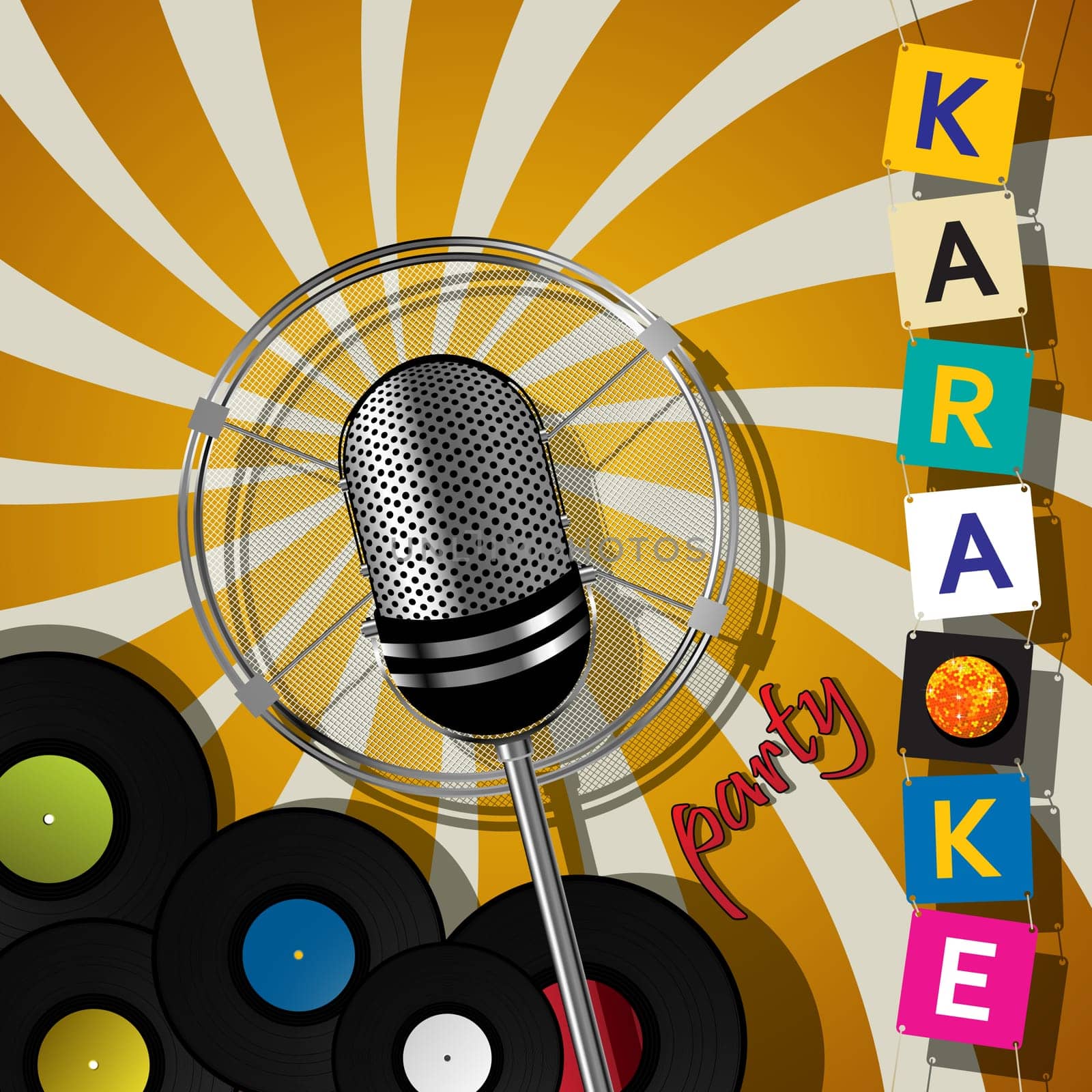 Party card with microphone for karaoke events