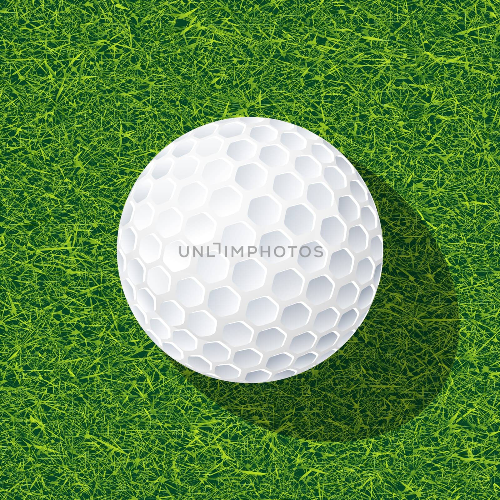 Realistic golf ball on the grass