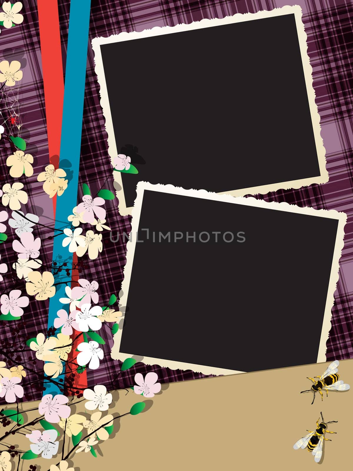 Instant photo frames collage with copy space