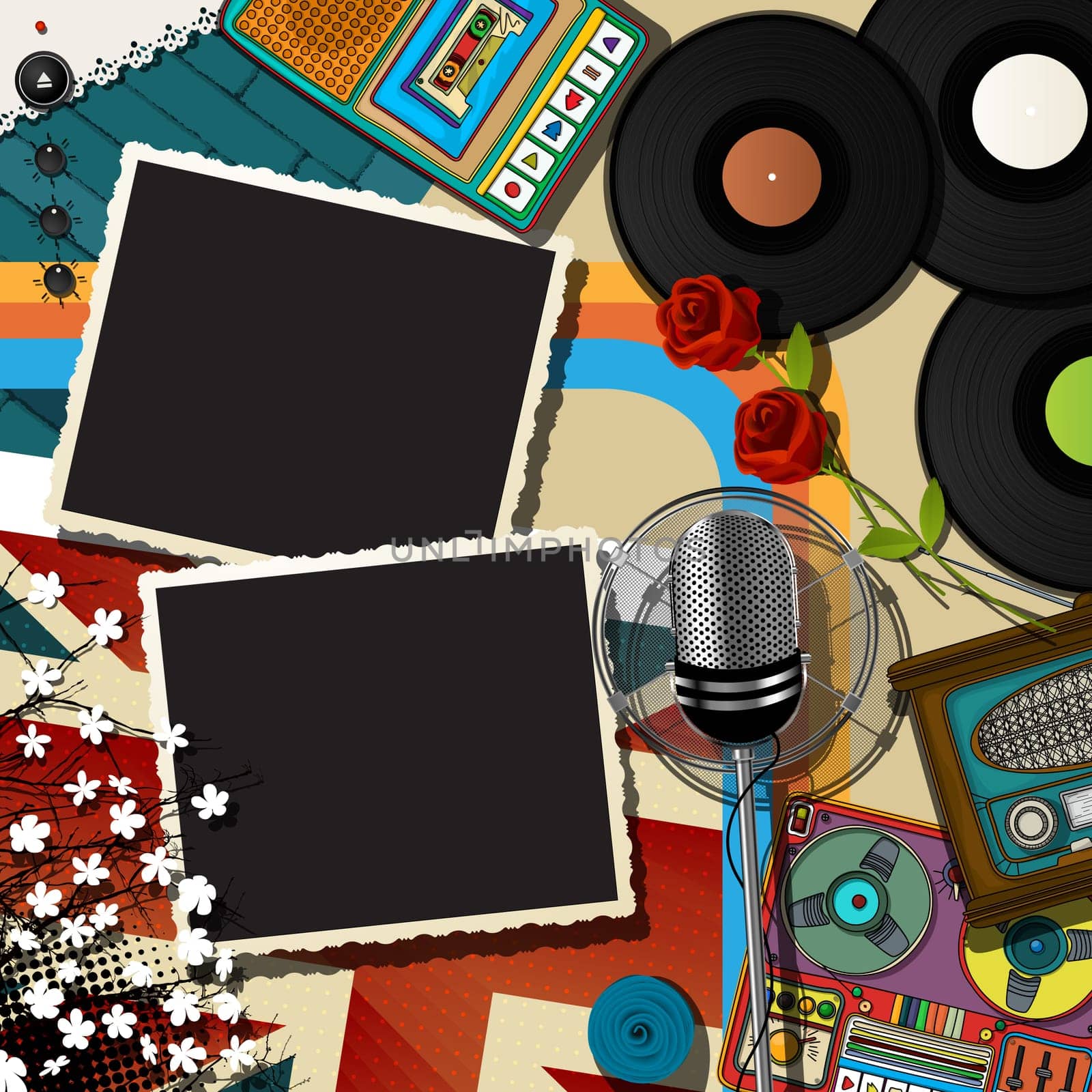 Retro style  musical theme collage