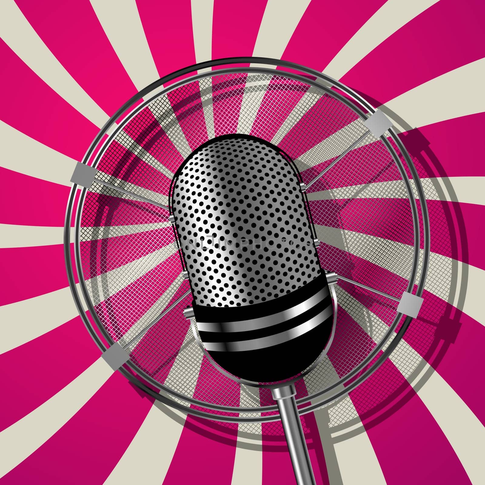 Retro style microphone illustration, graphic art