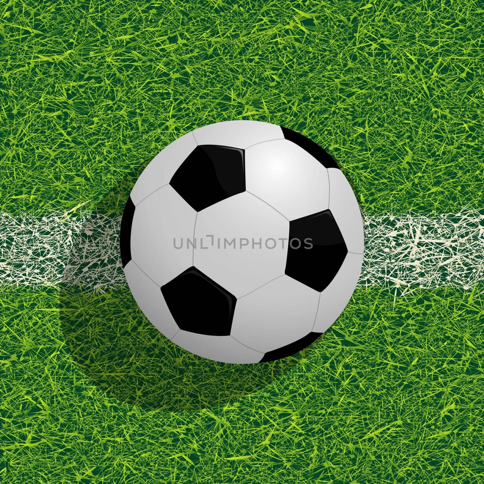 Realistic soccer ball on the field, football background