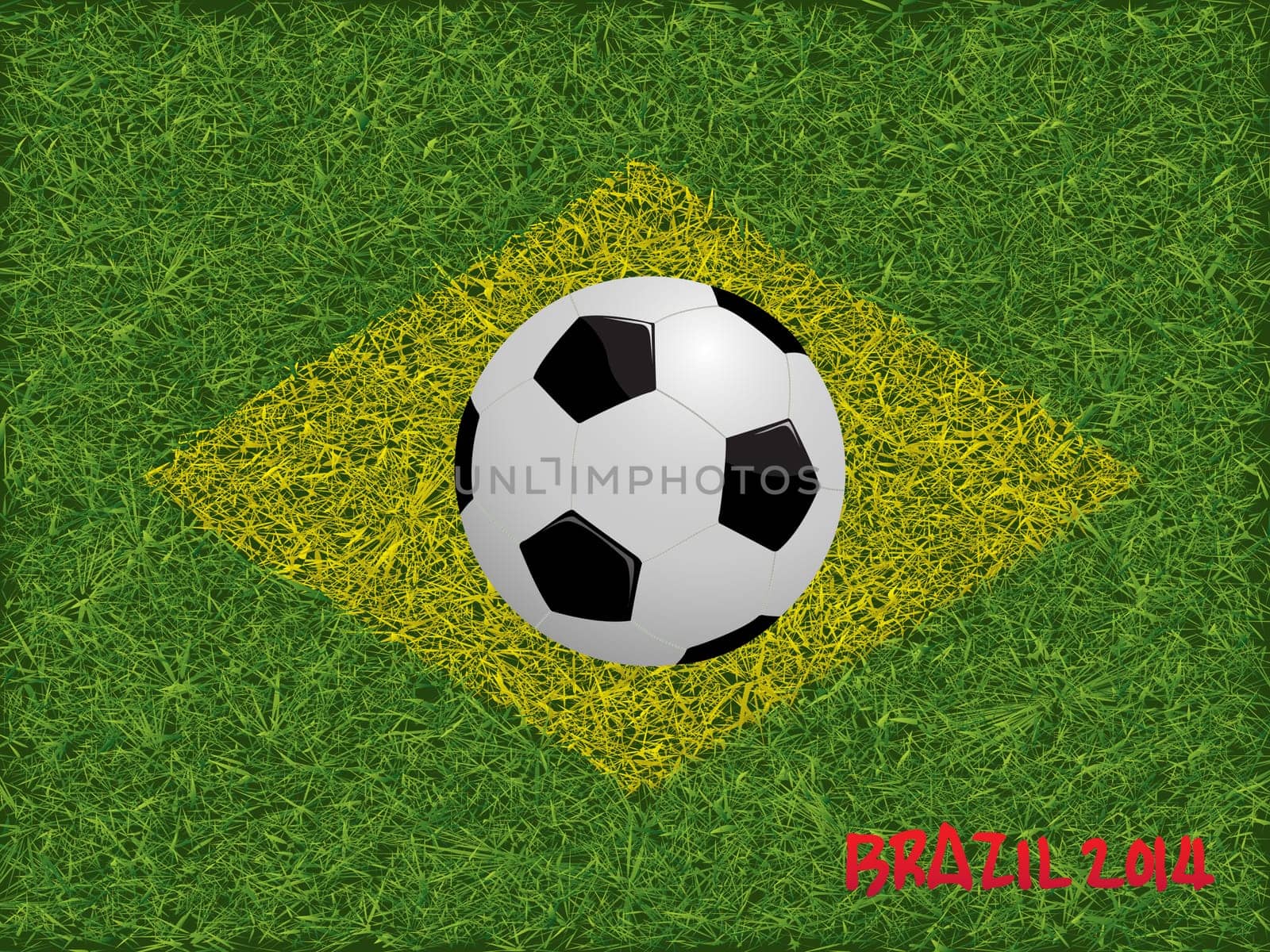 World championship 2014 conceptual background with Brazil flag and ball