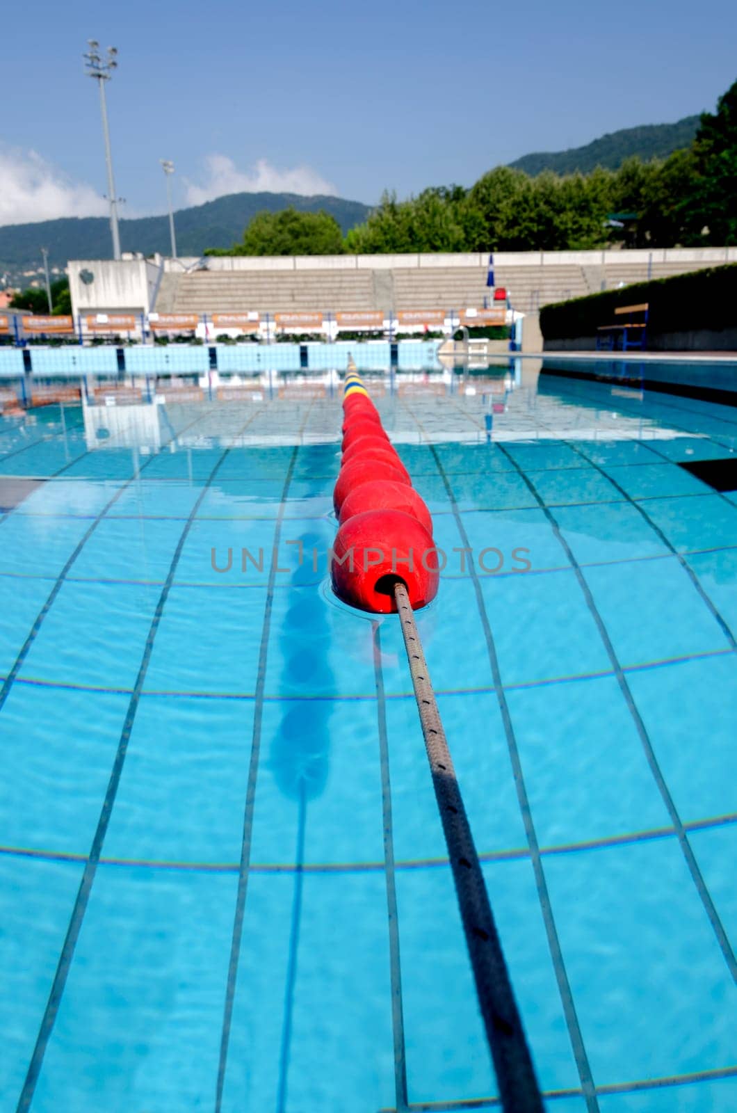lanes of a swimming pool in summer