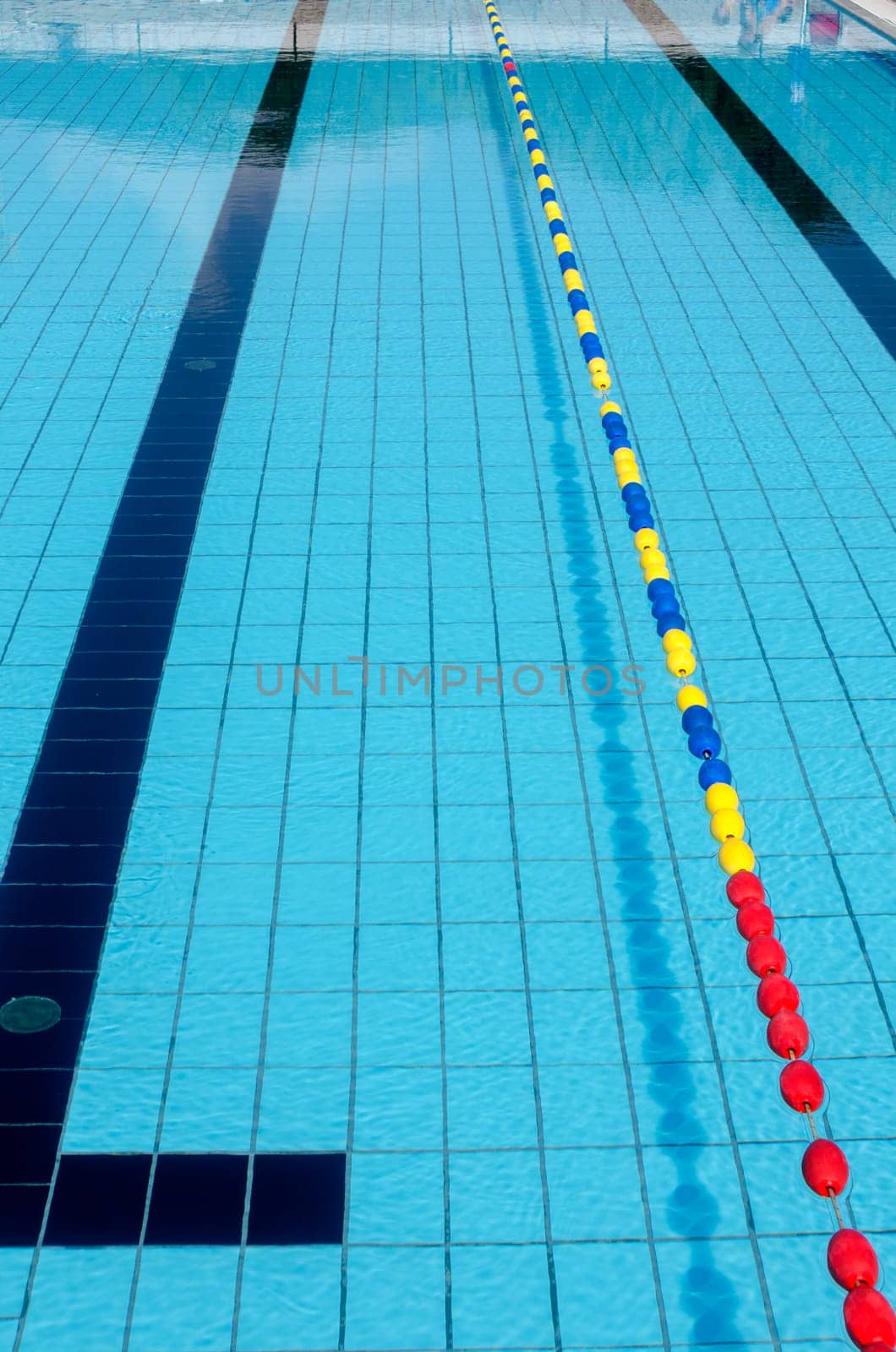 lanes of a swimming pool in summer