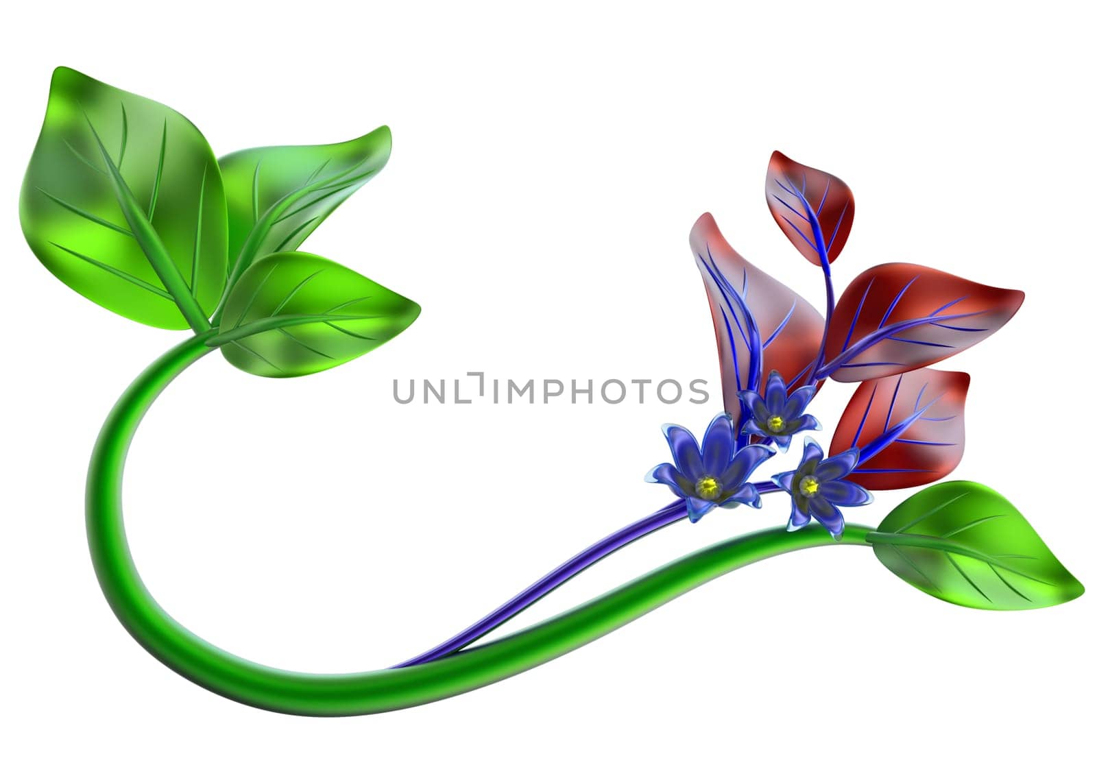 abstract green branch with leafs as decoration for frames