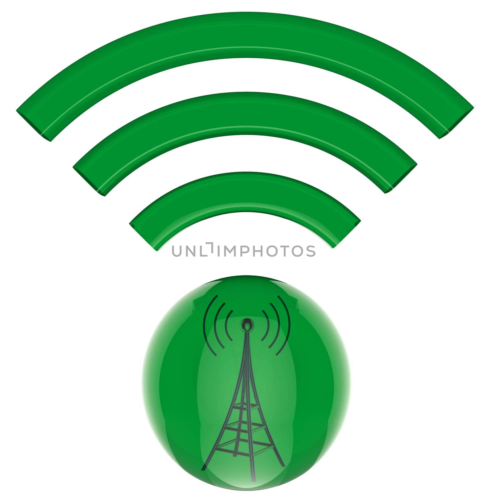 3D model, button. Digital transmitter sends information signals