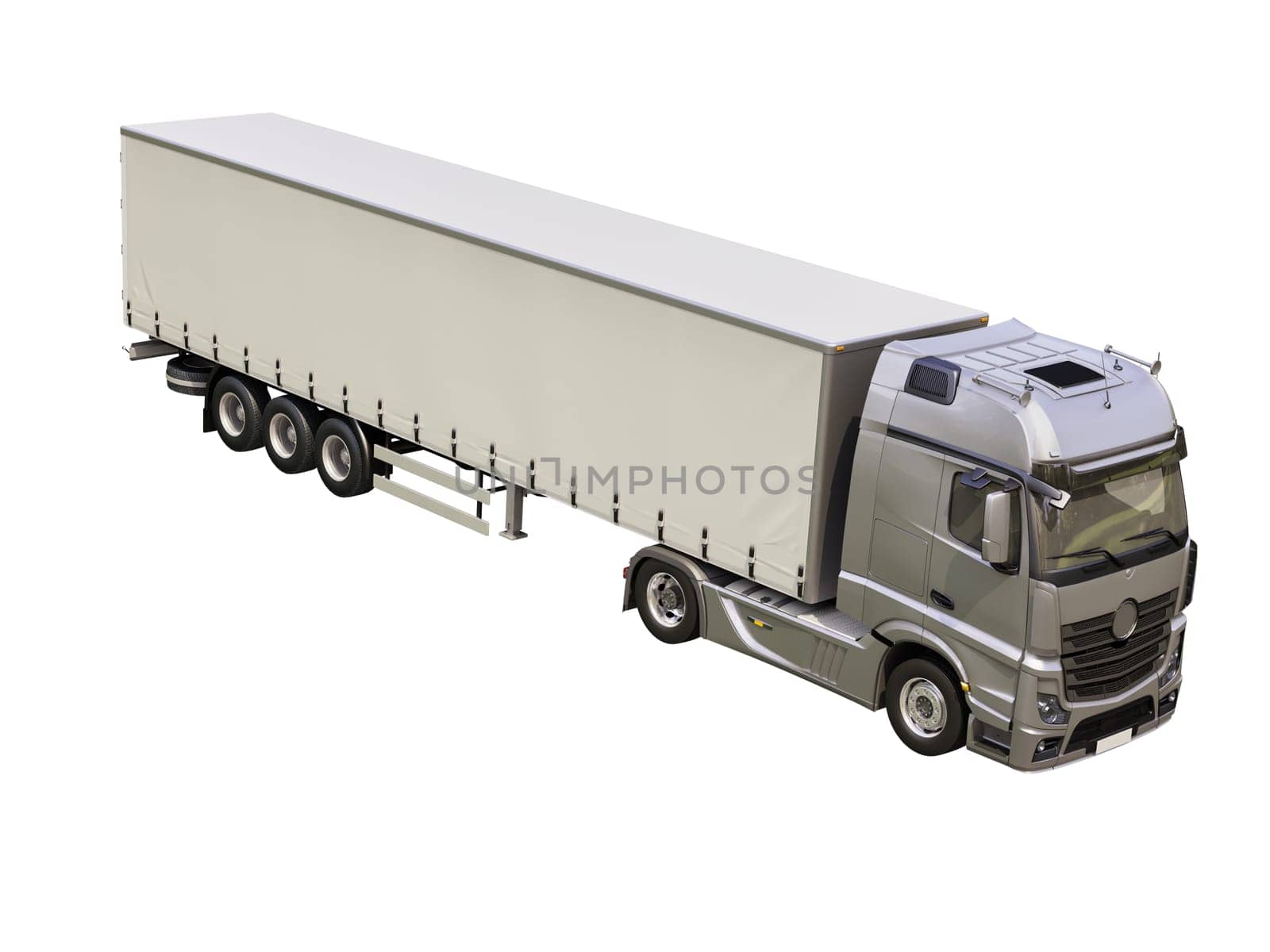 A modern semi-trailer truck isolated on white background