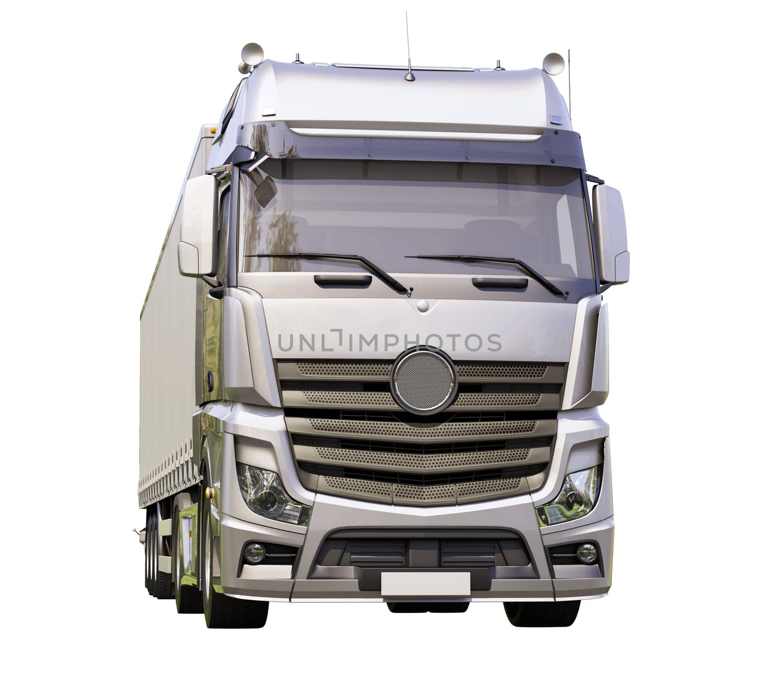 A modern semi-trailer truck isolated on white background