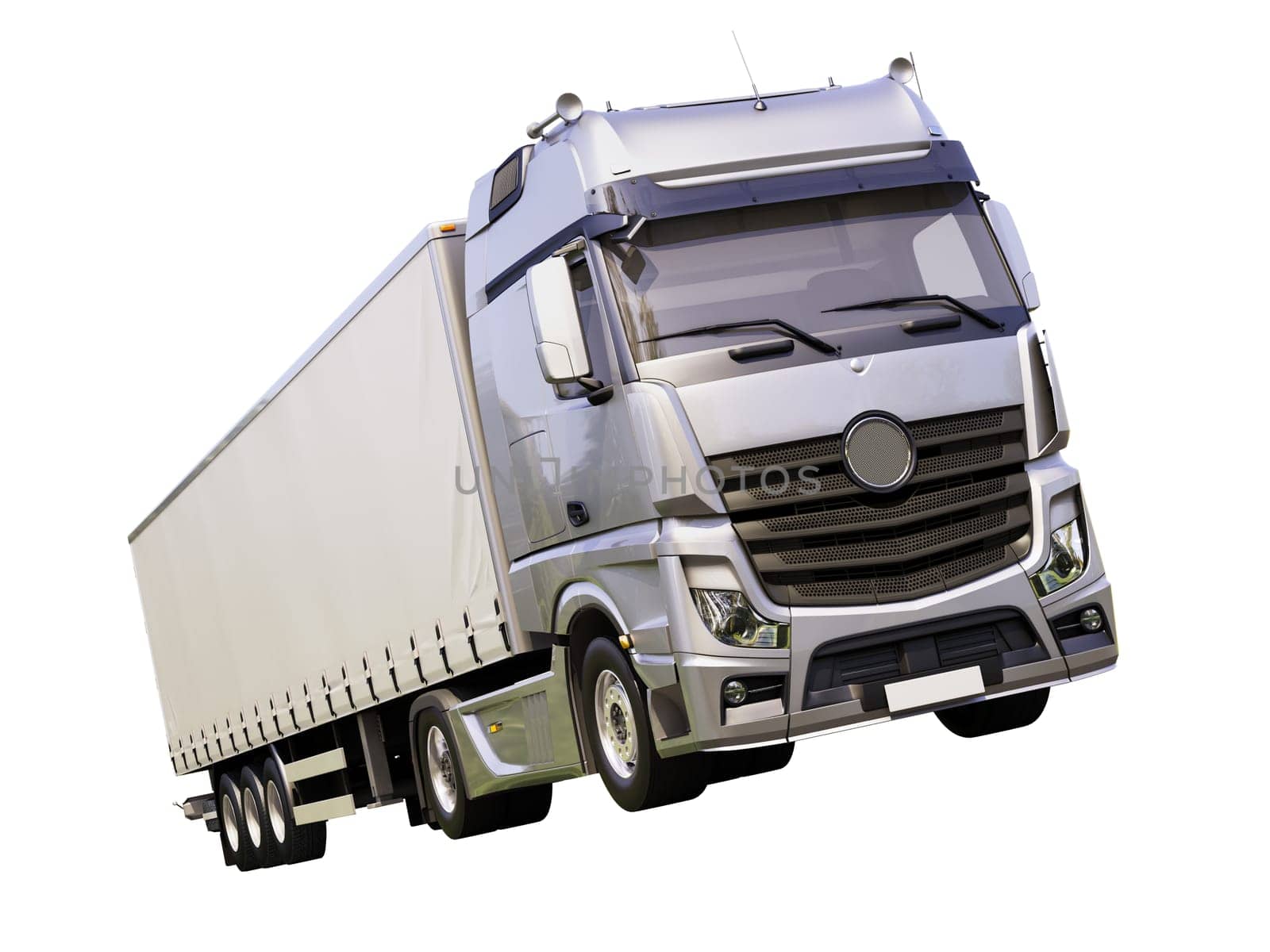 A modern semi-trailer truck isolated on white background