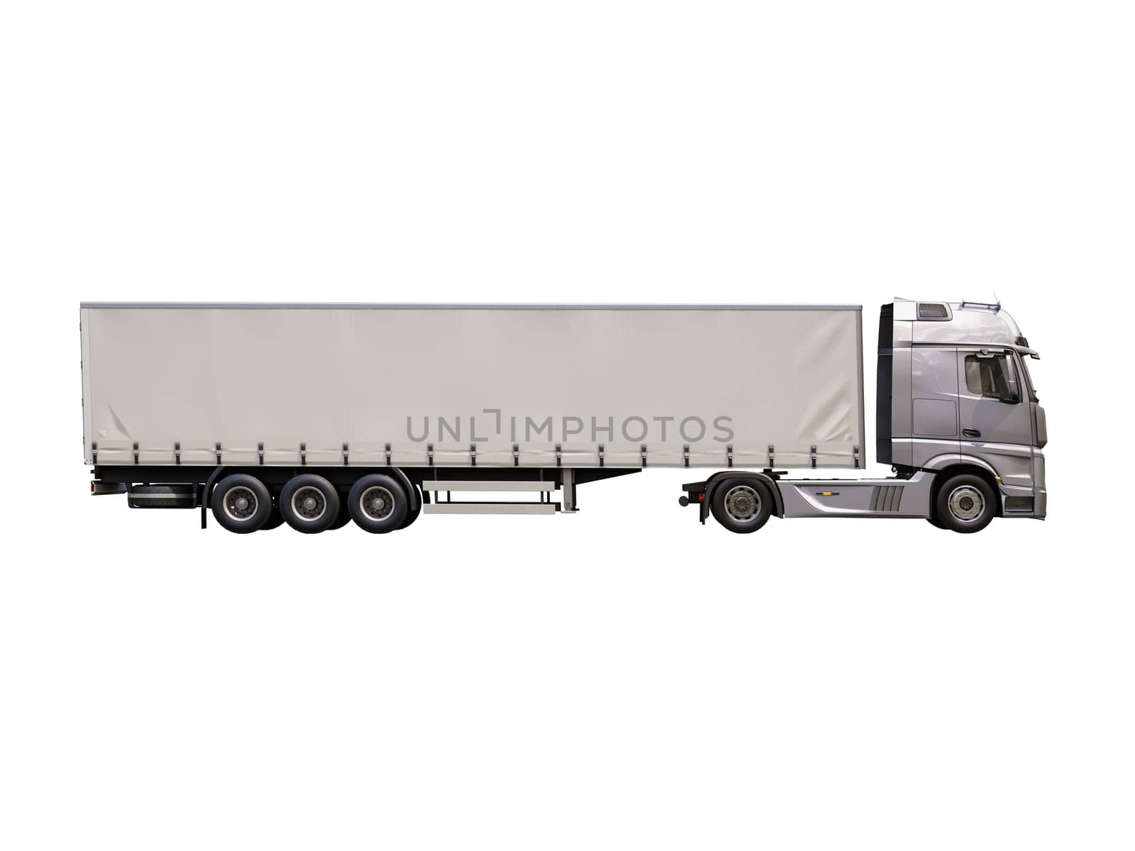 A modern semi-trailer truck isolated on white background