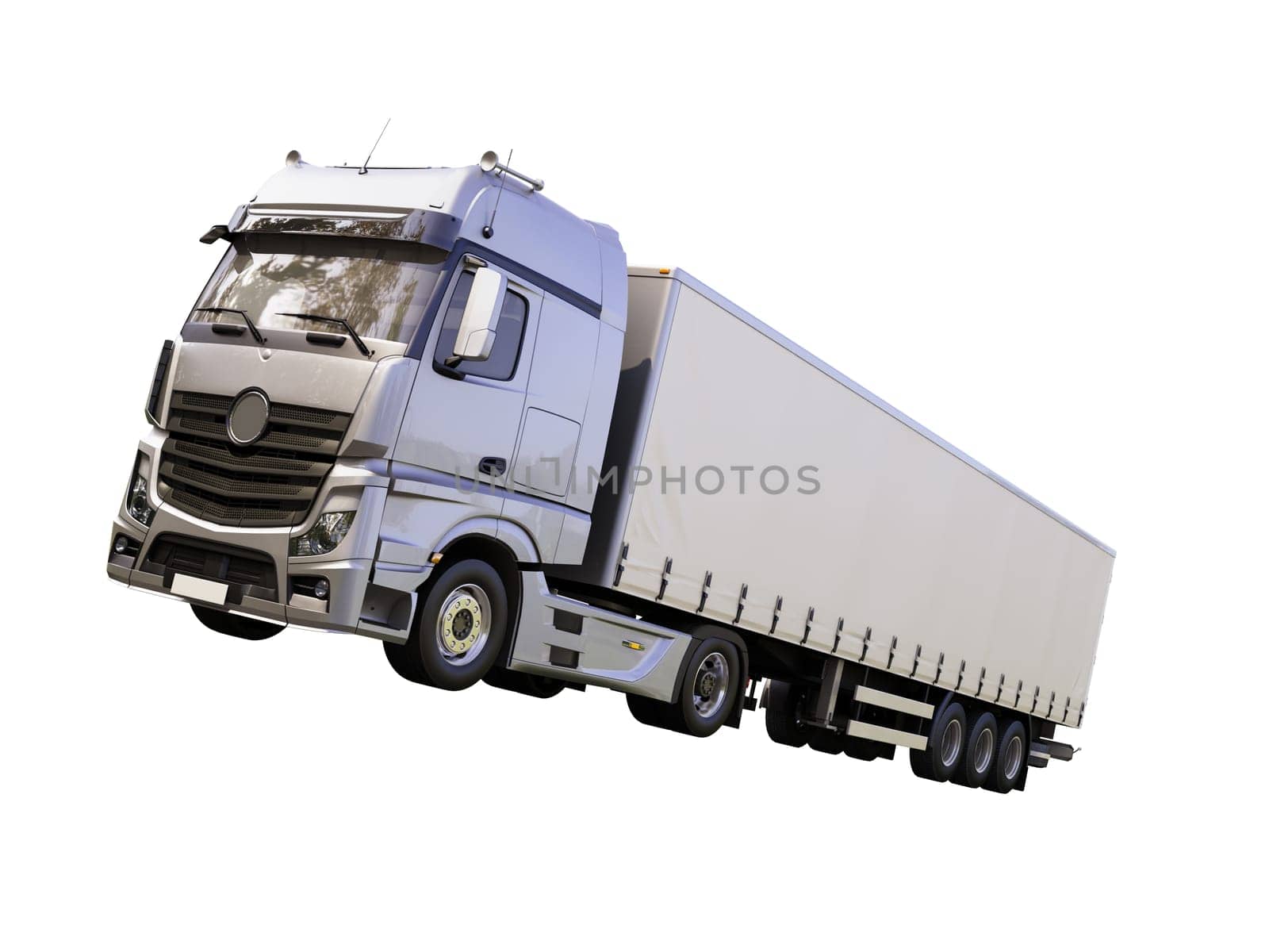 A modern semi-trailer truck isolated on white background