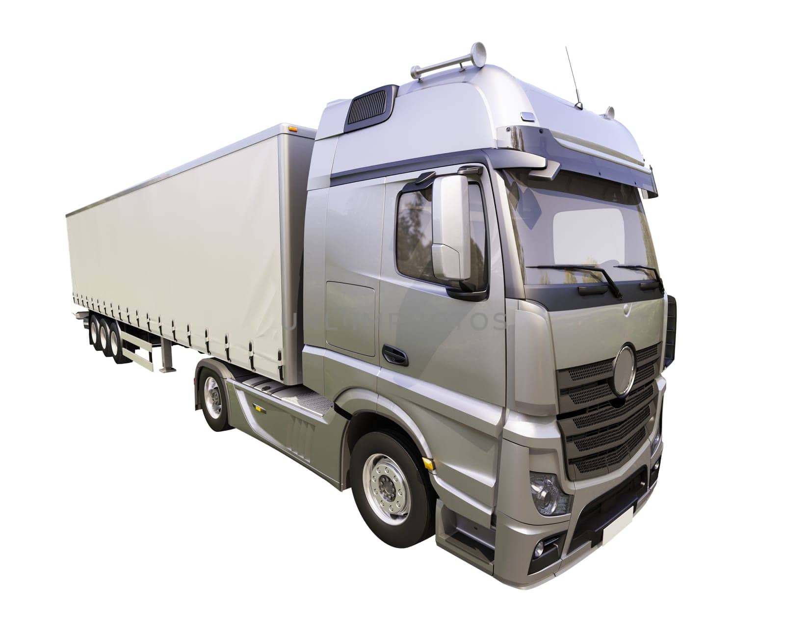 A modern semi-trailer truck isolated on white background