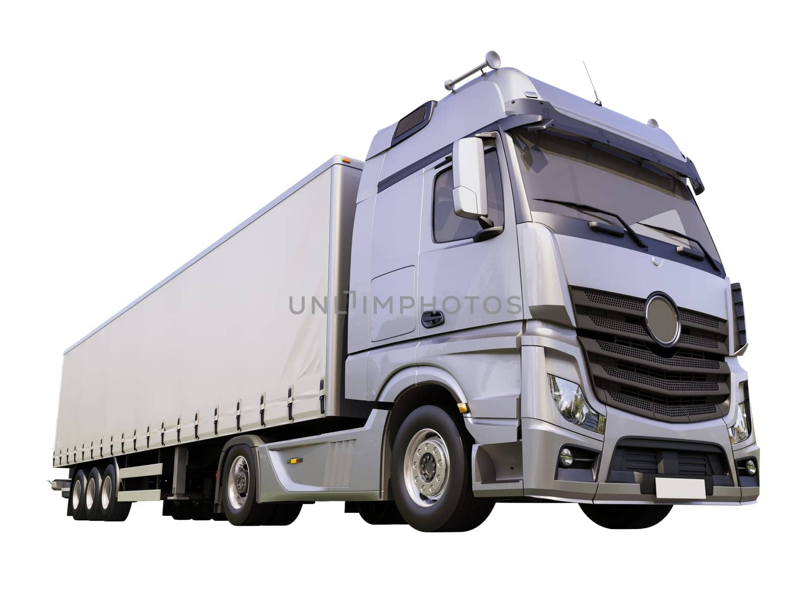 A modern semi-trailer truck isolated on white background