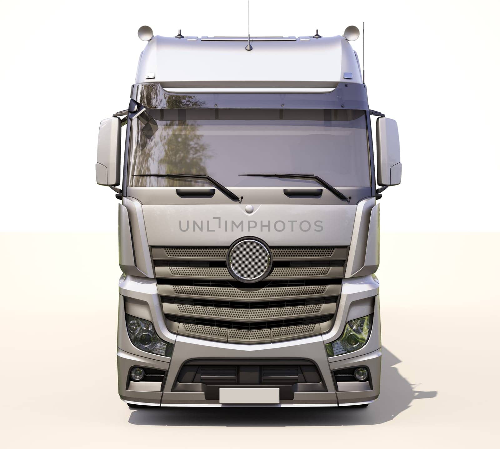 A modern semi-trailer truck on light background