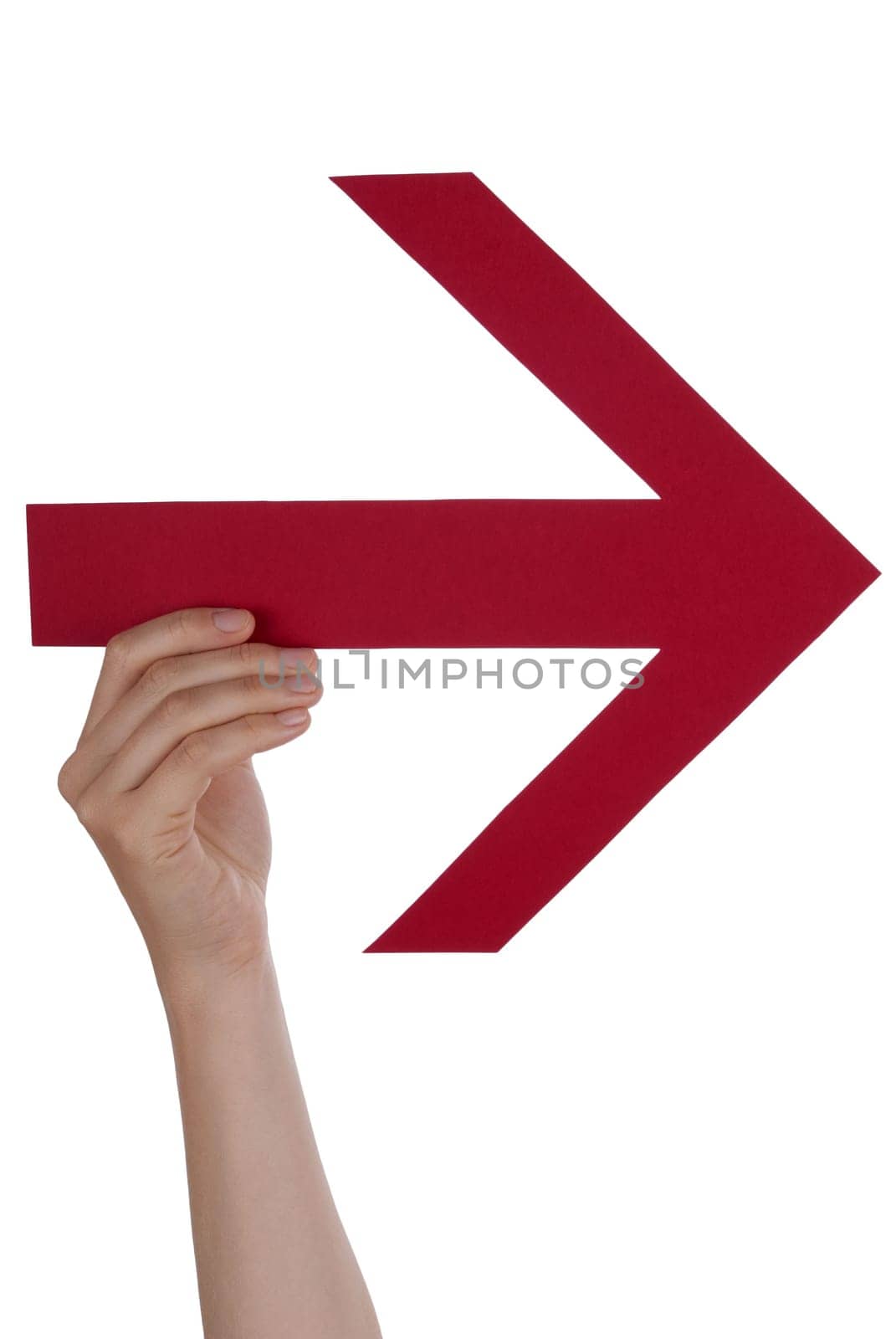 One Hand Holds a Red Arrow, Isolated
