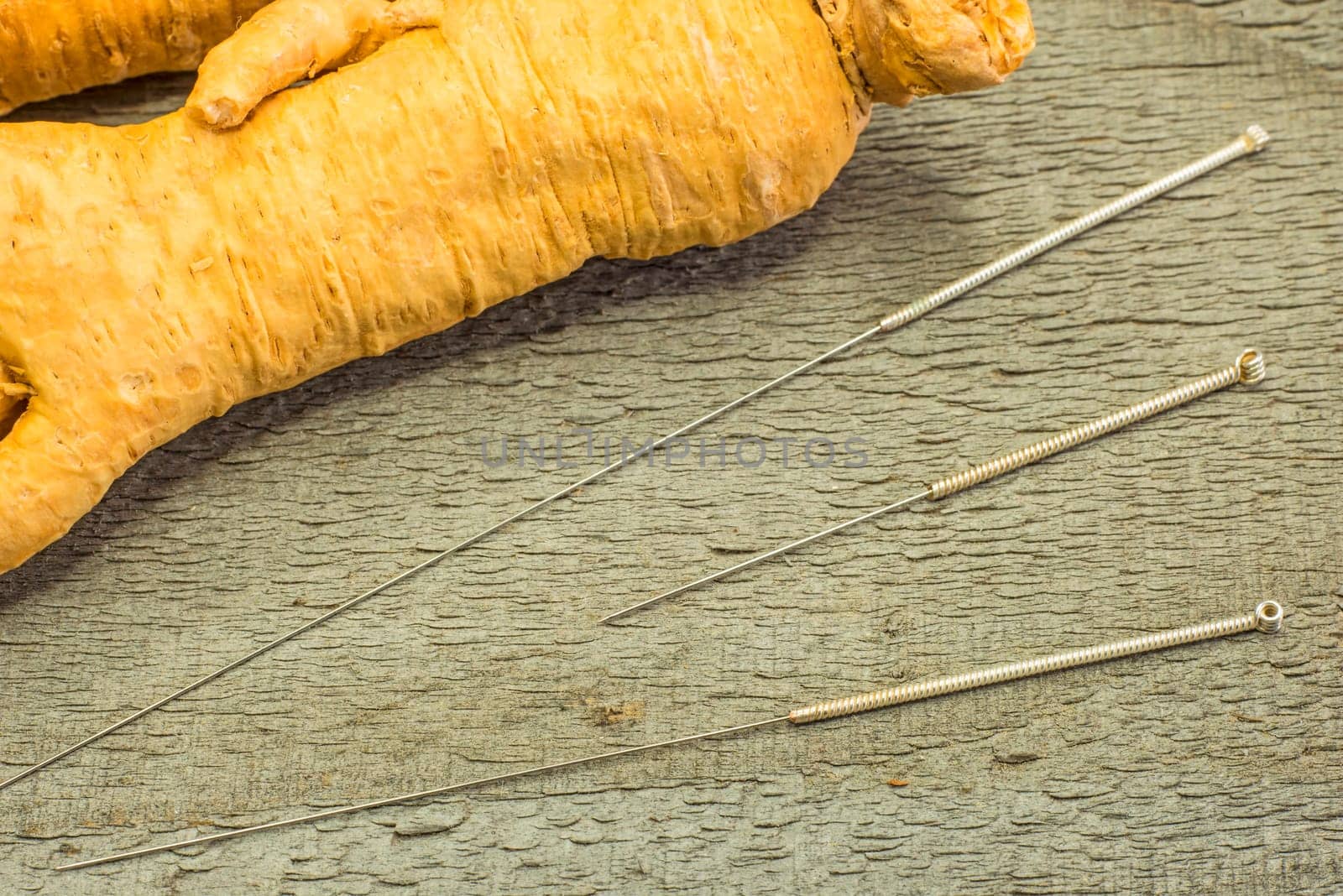 Acupuncture needles and ginseng root