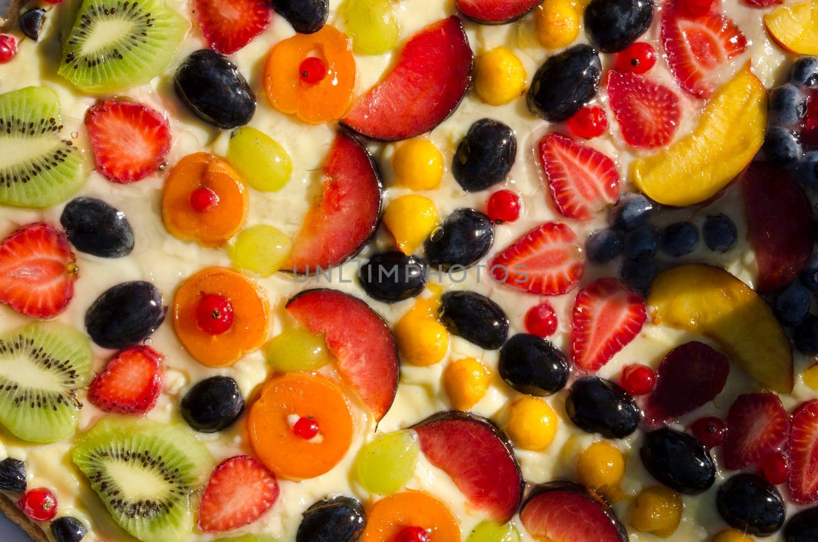 wedding cake with cream and fruit