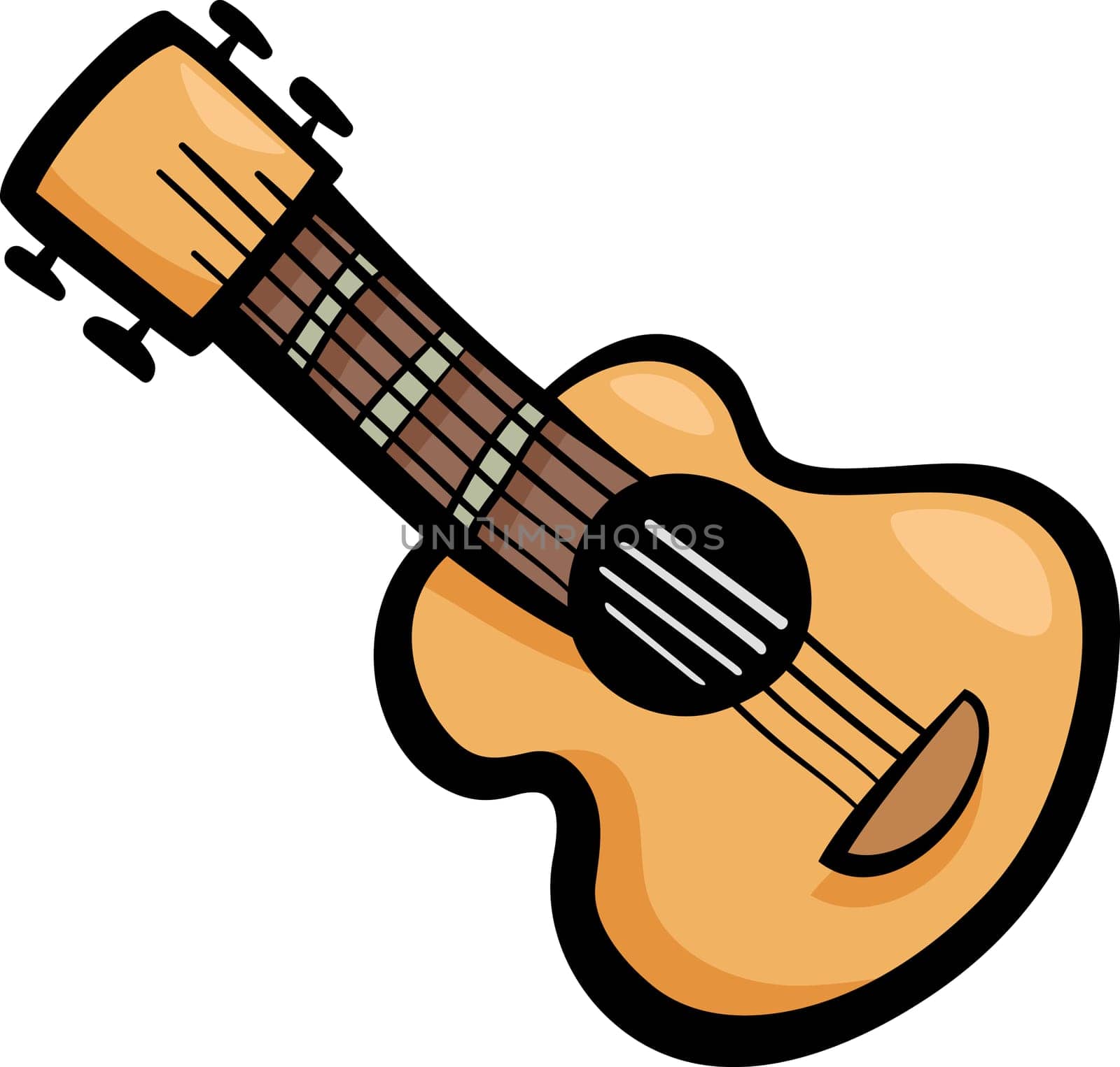 Cartoon Illustration of Acoustic Guitar Ear Clip Art