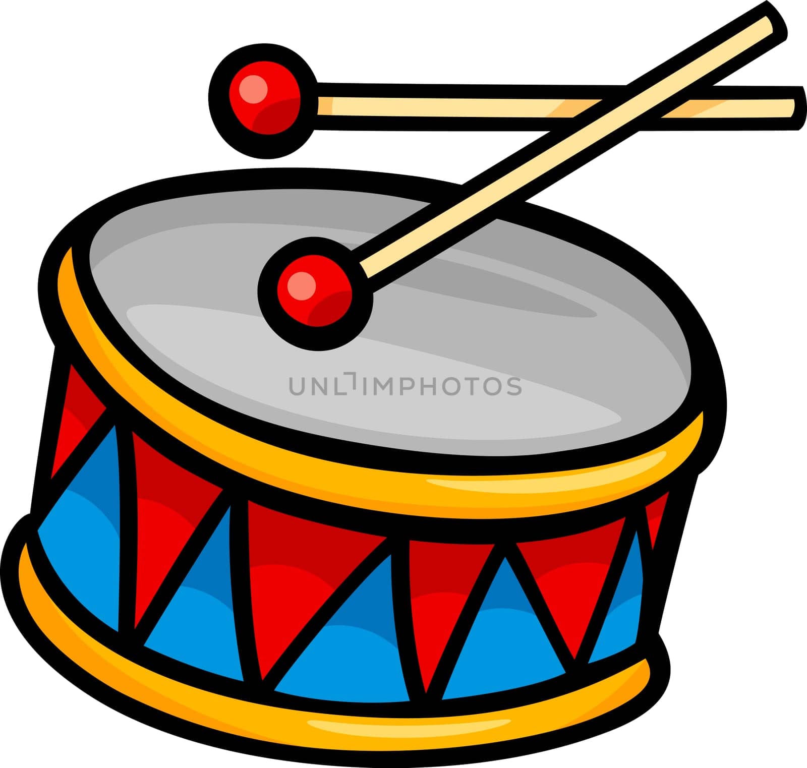 Cartoon Illustration of Colorful Drum with Sticks Clip Art