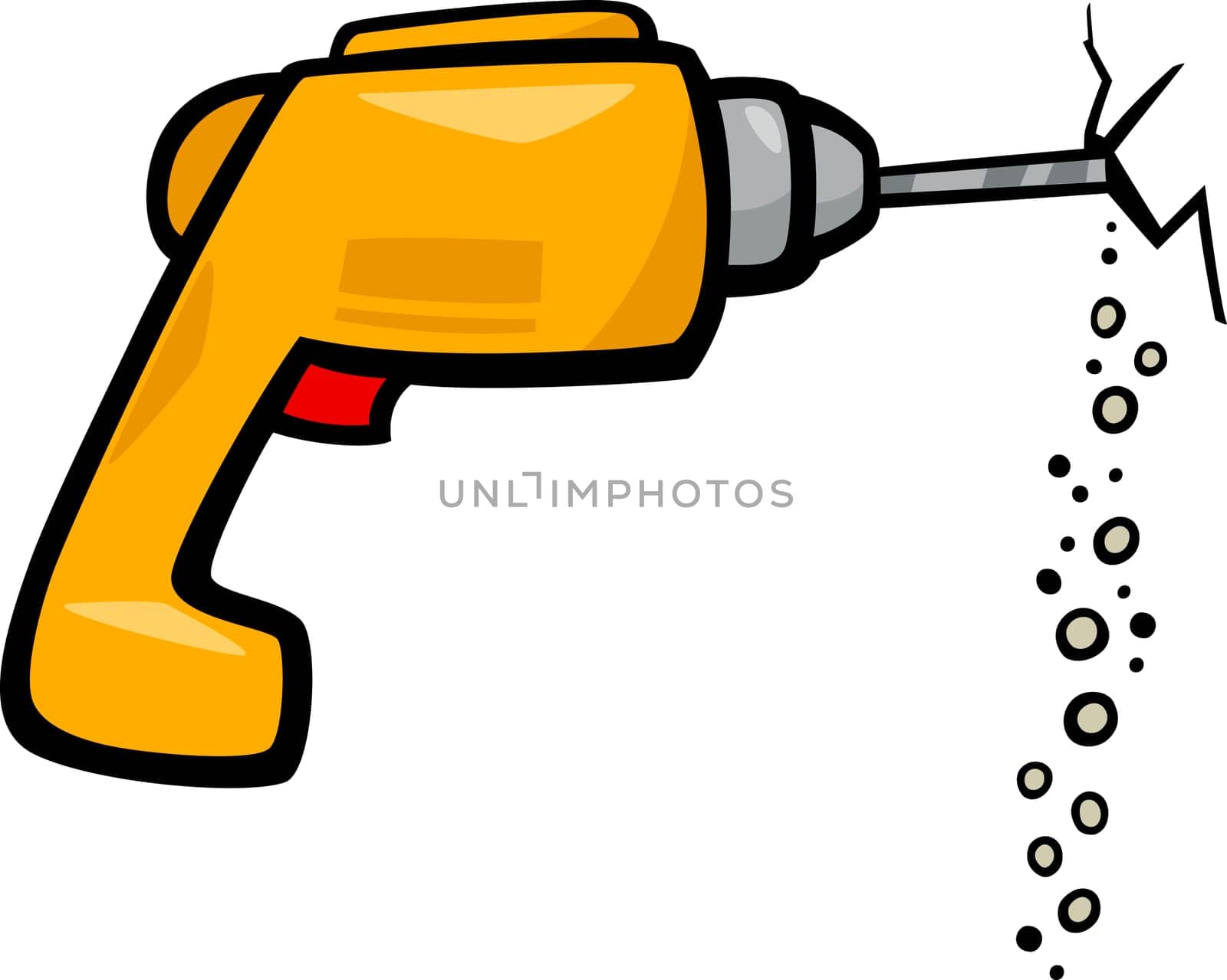Cartoon Illustration of Electric Drill Clip Art