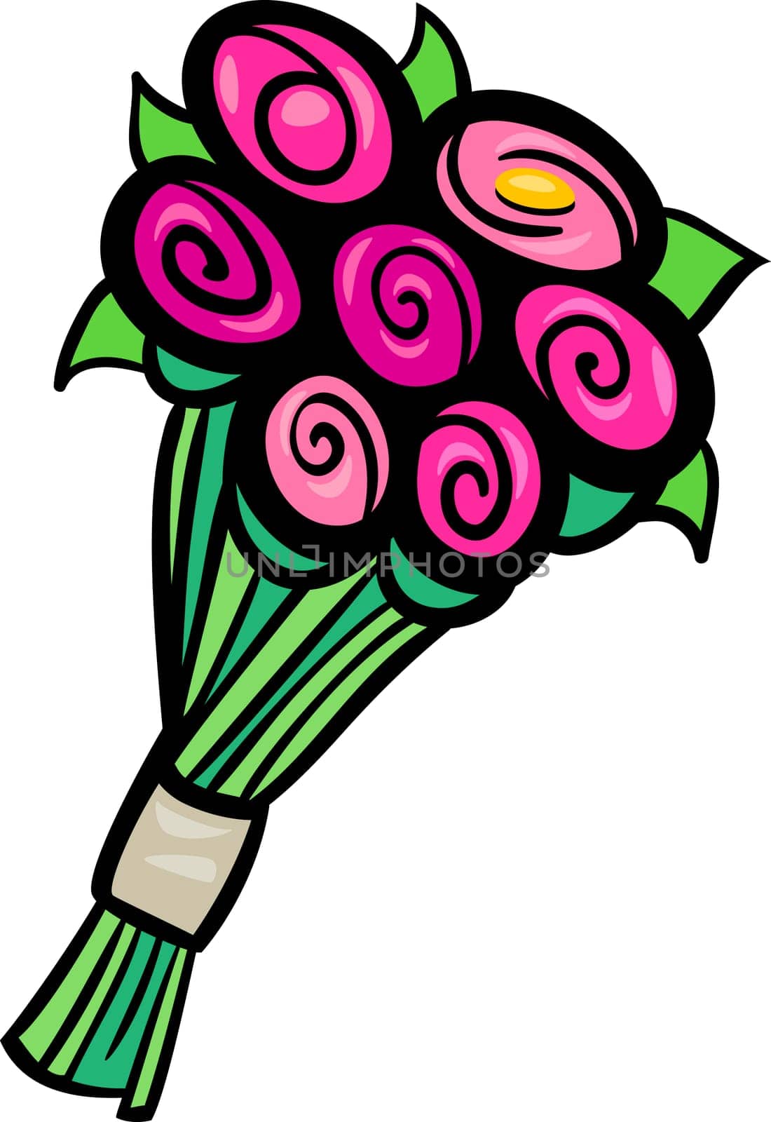 Cartoon Illustration of Flowers Bunch or Bouquet Clip Art