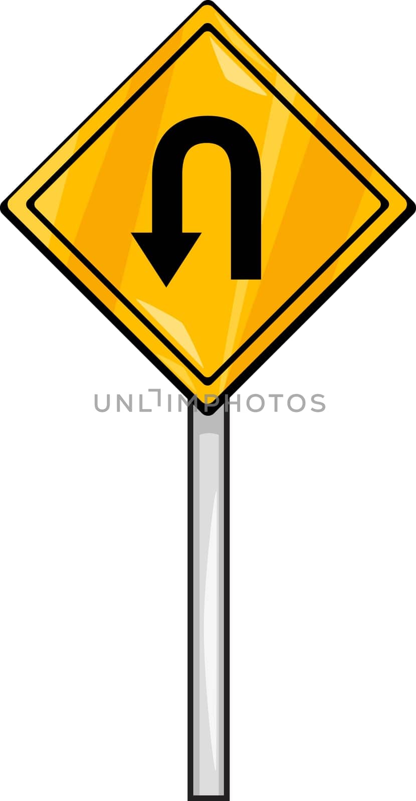 Cartoon Illustration of U Turn Sign Clip Art