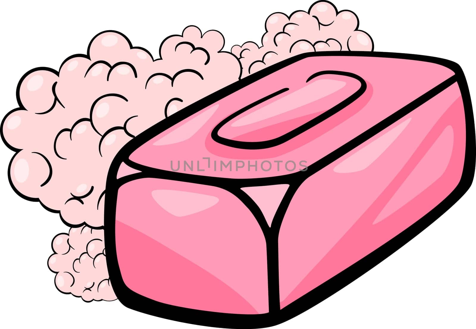Cartoon Illustration of Soap with Foam Clip Art