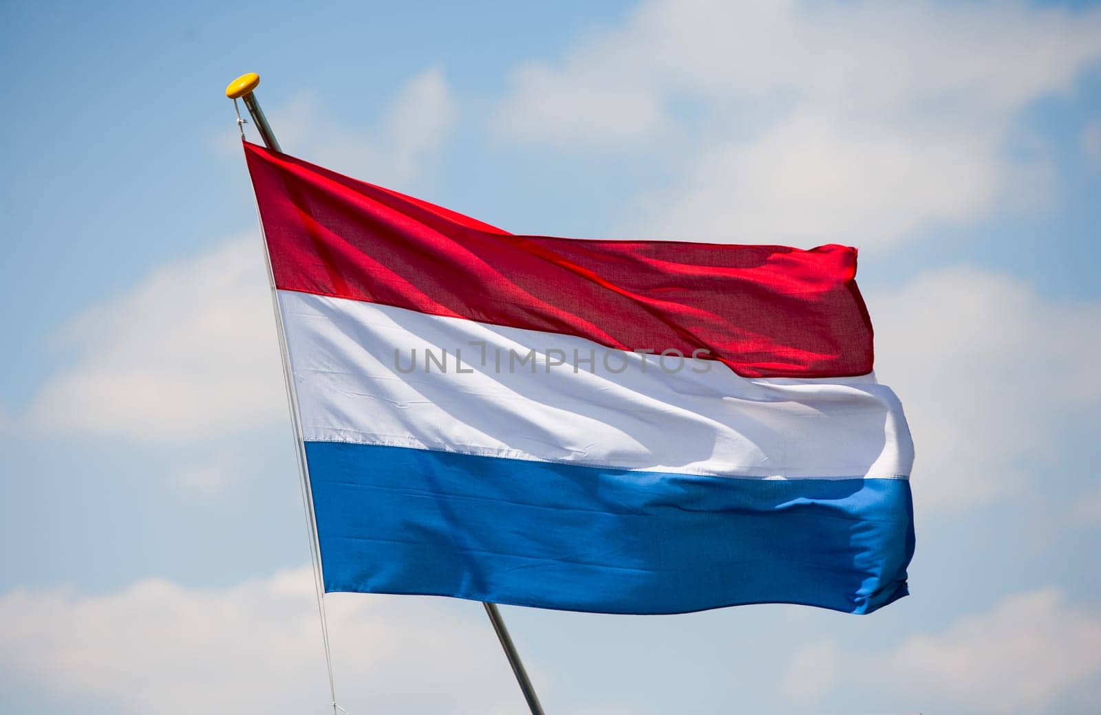 Flag of the Netherlands waving in the wind.