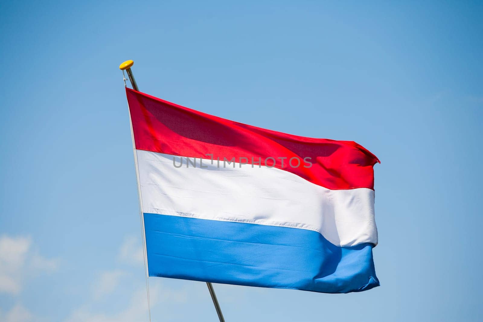 Flag of the Netherlands waving in the wind.