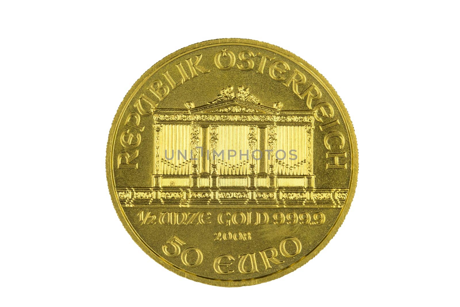Gold coin Vienna Philharmonic obverse 1/2 ounce