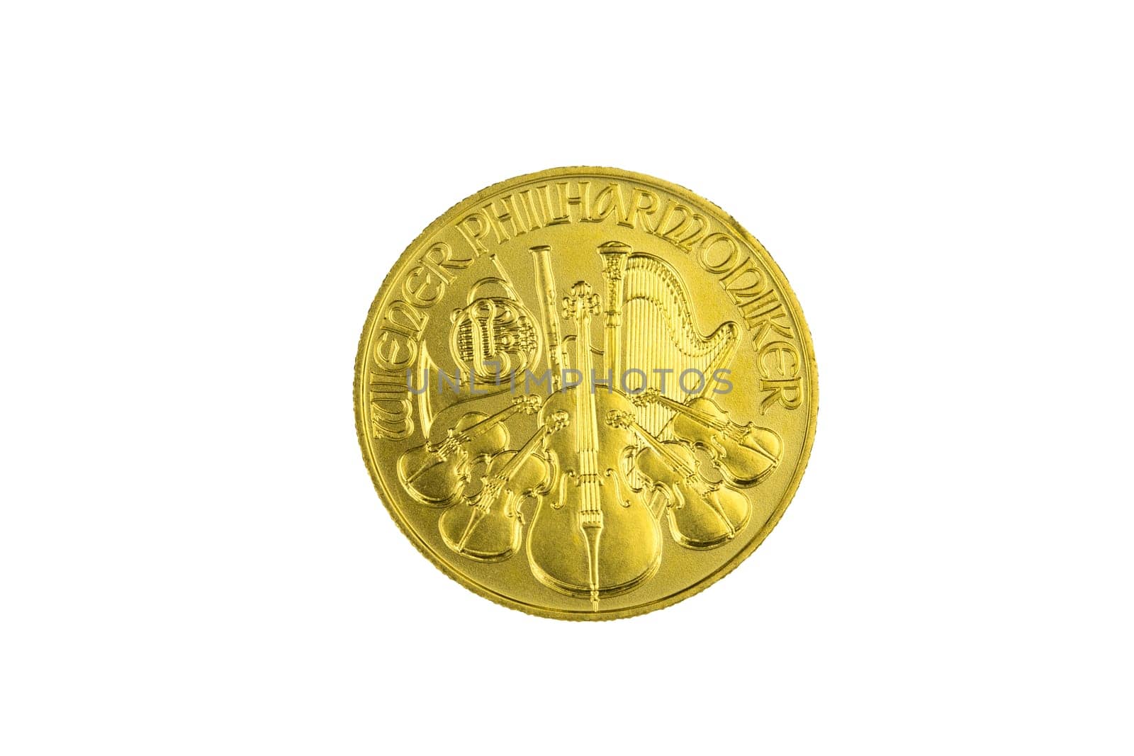Gold coin Vienna Philharmonic obverse 1/4 ounce