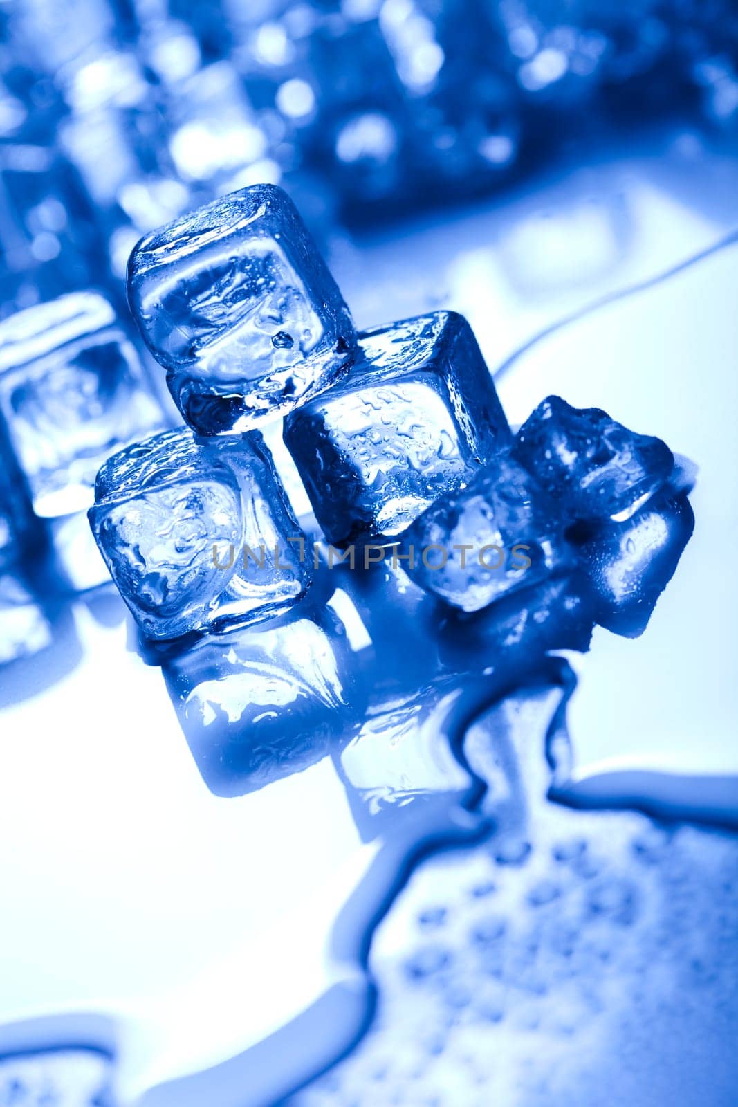 Blue and shiny ice cubes