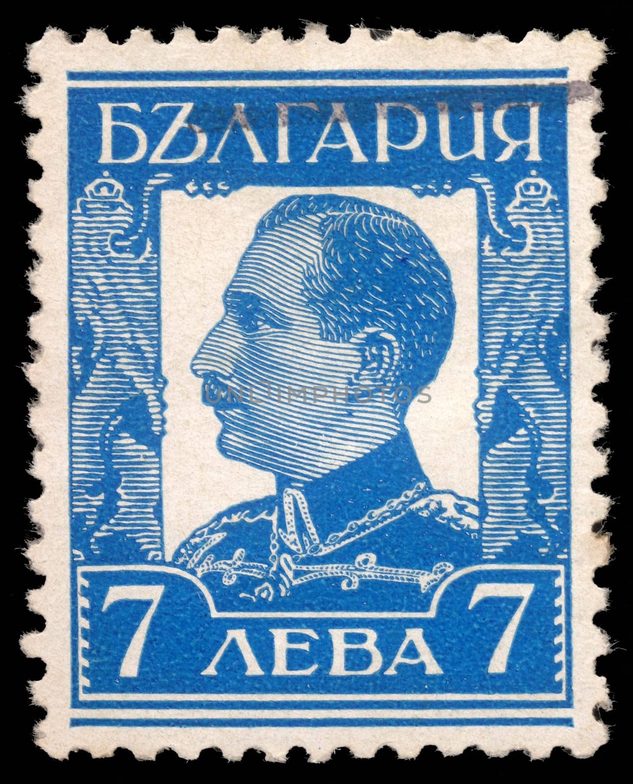 BULGARIA - CIRCA 1931: A stamp printed in Bulgaria shows a portrait of Tsar Ferdinand from the series "Tsar Boris"", circa 1931"