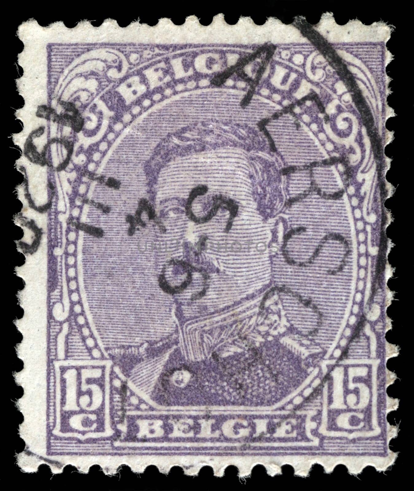 BELGIUM - CIRCA 1919: A stamp printed in Belgium shows image of King Albert I, circa 1919