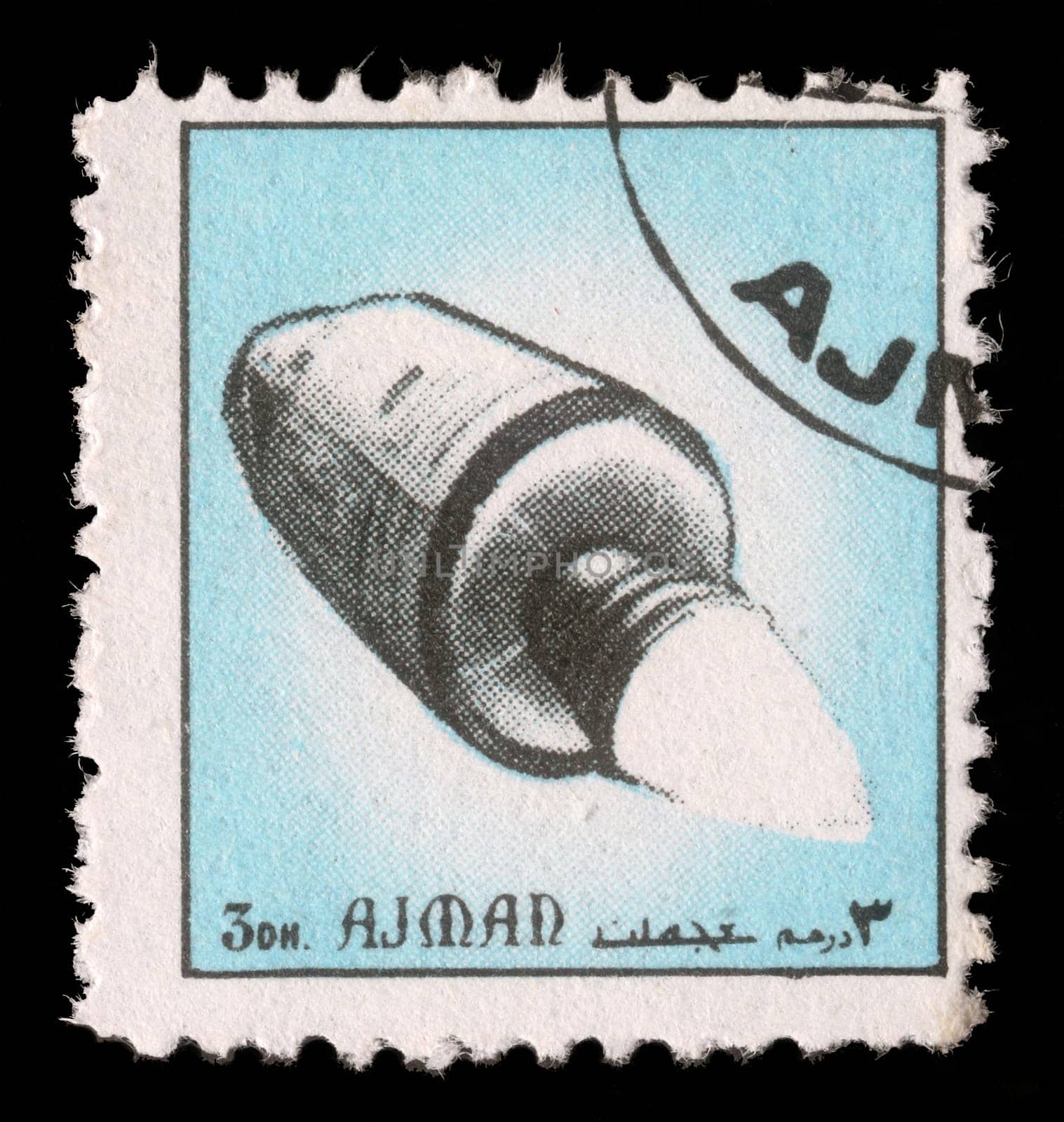AJMAN - CIRCA 1972: A stamp printed in emirate Ajman show spaceship, circa 1972