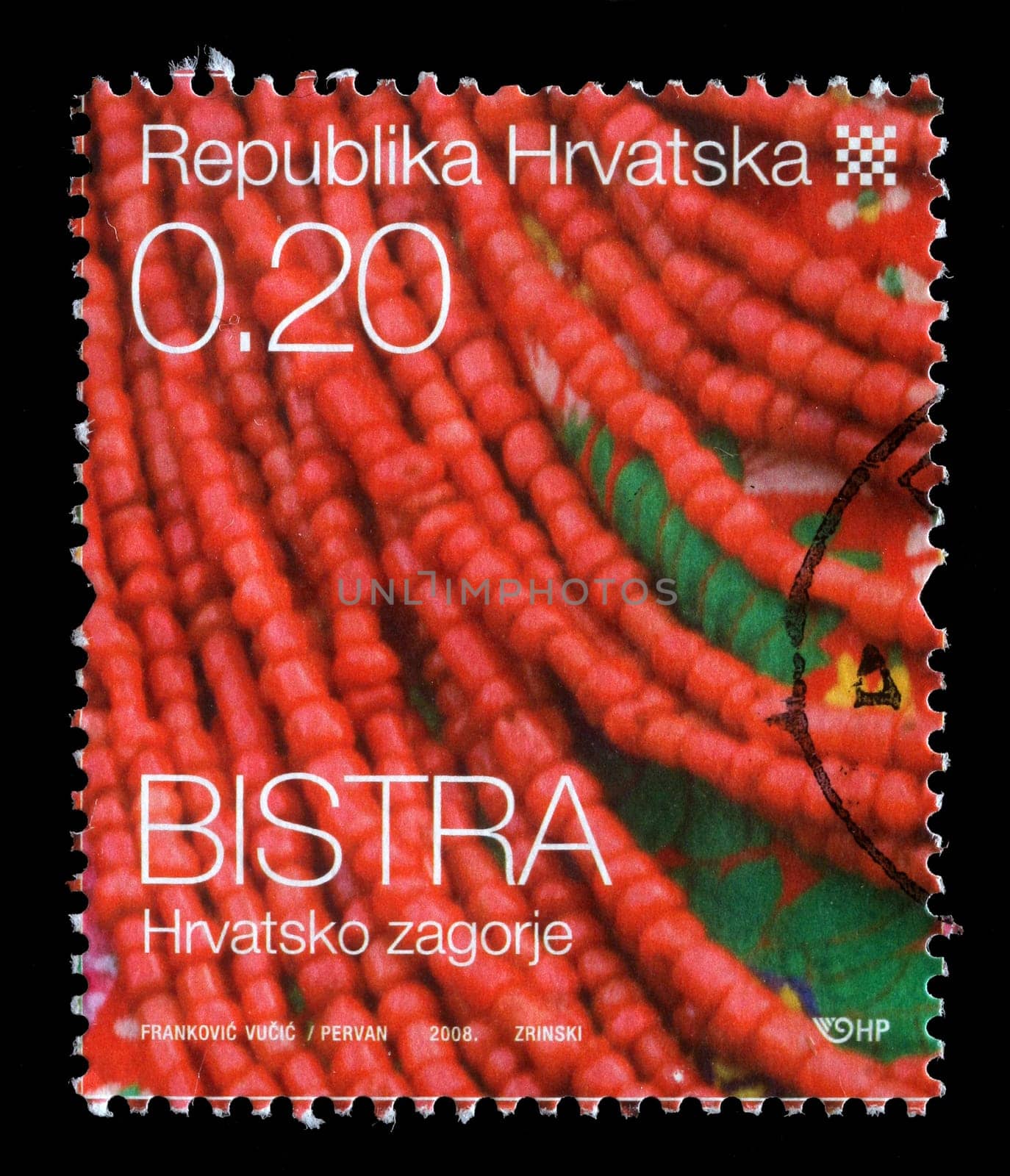 CROATIA - CIRCA 2008: stamp printed by Croatia dedicated to Bistra, a series of Croatian Ethnographic Heritage, circa 2008