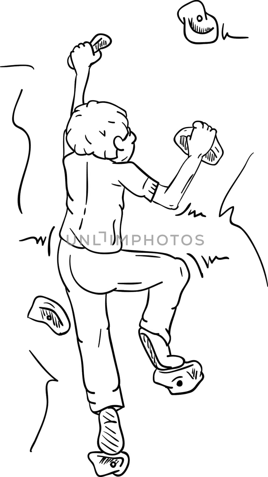 vector - Boy bouldering - rock climbing indoors