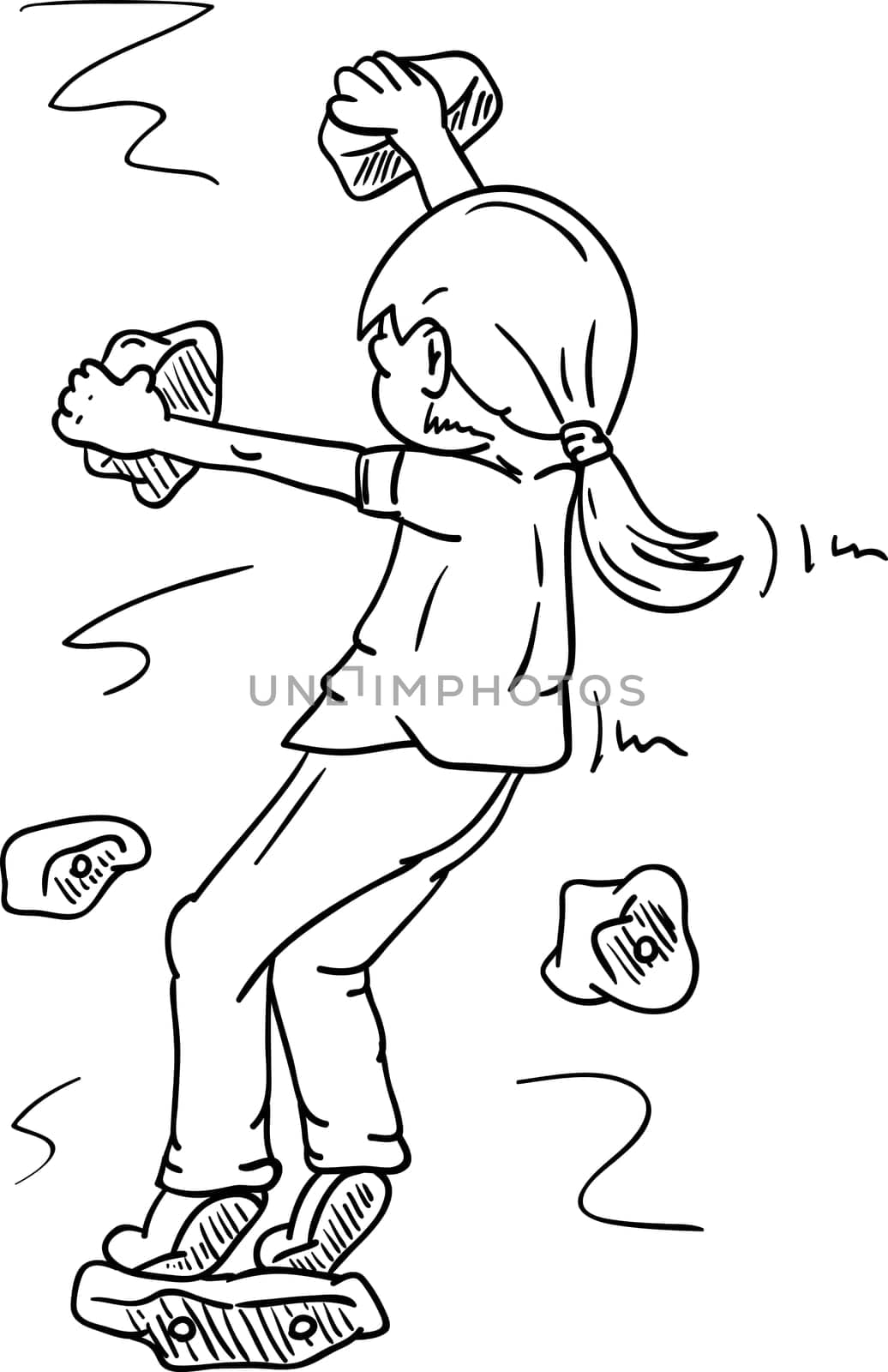 vector - Girl bouldering - rock climbing indoors