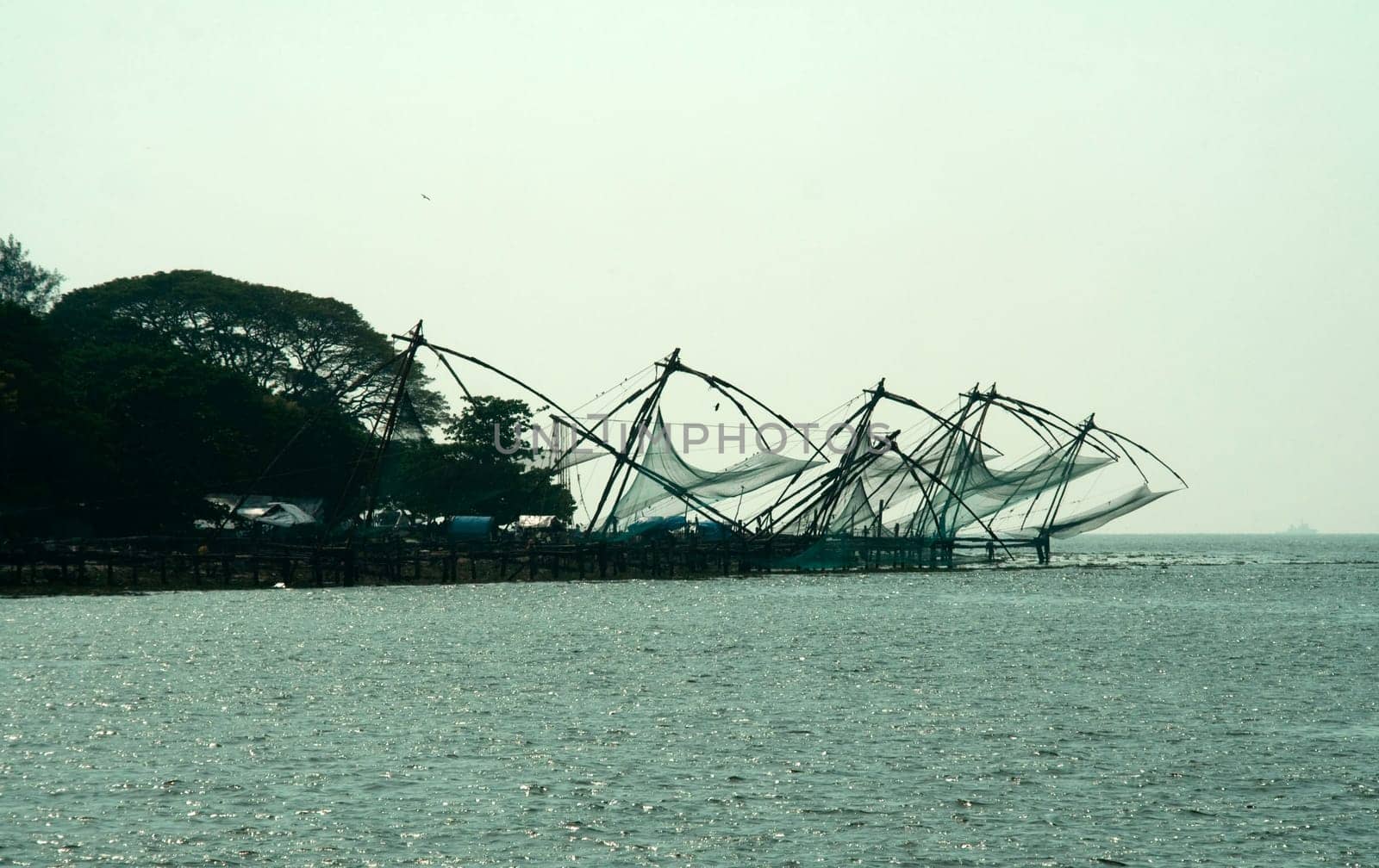 Chinese Fishing Nets on sea coast at Kochi, Kerala, India, Asia