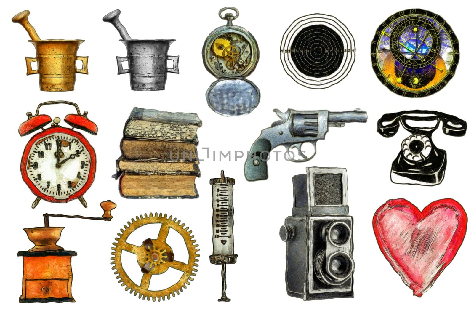 Drawing of the various object - icons - sign