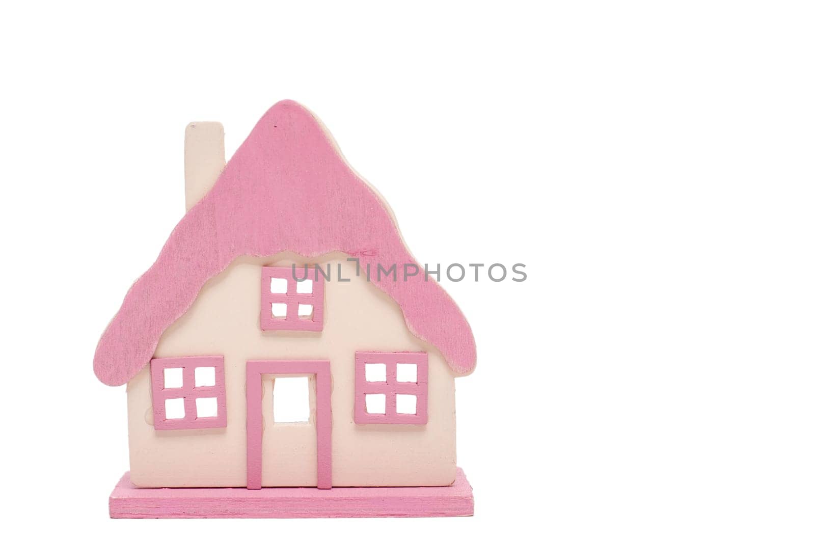 Pink house made of wood white detached