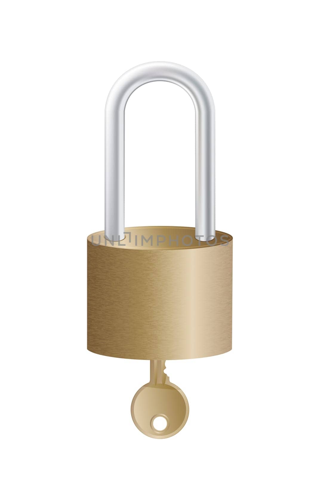 Realistic metal lock and key