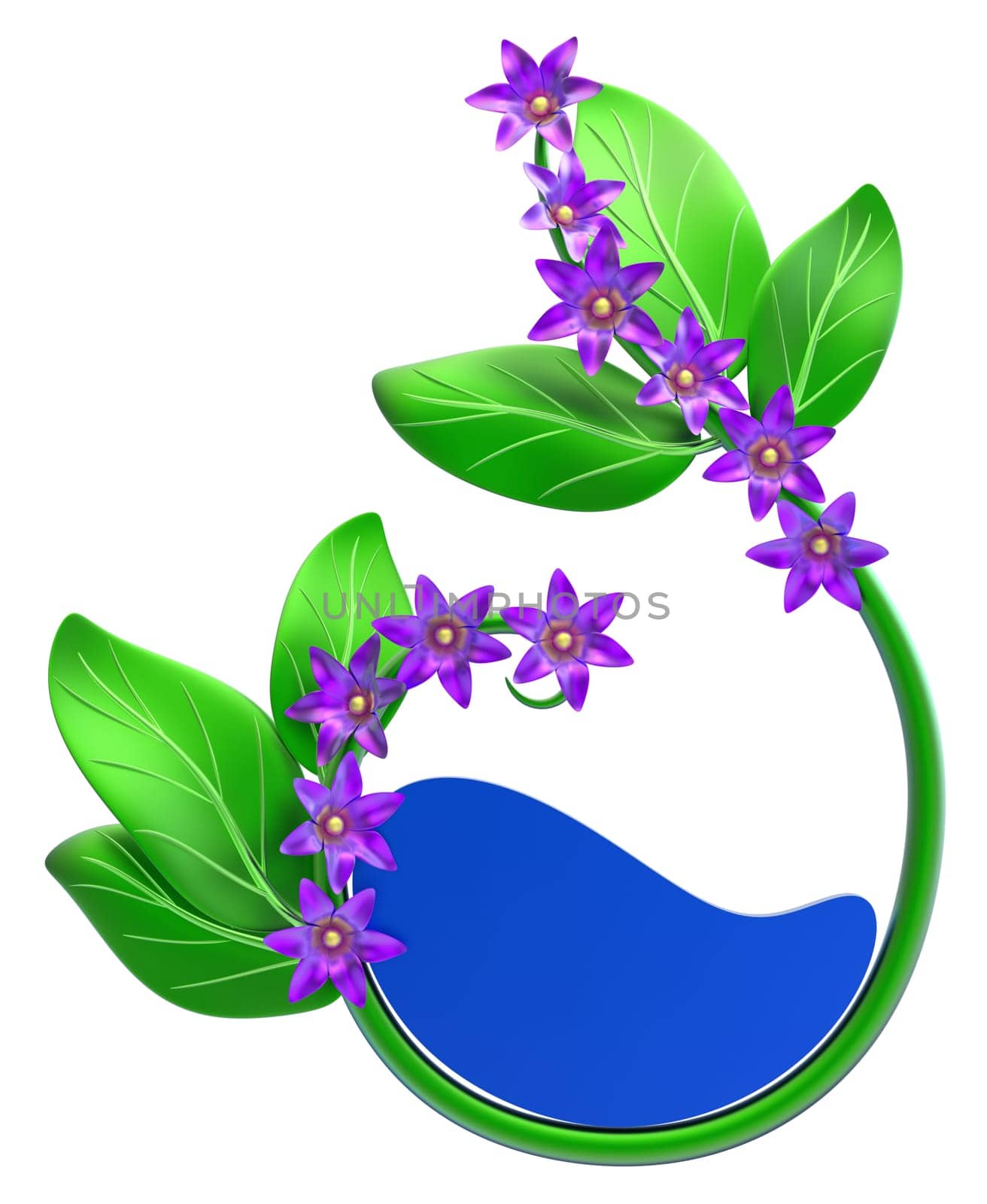 abstract green branch with leafs and flowers as decoration for frames