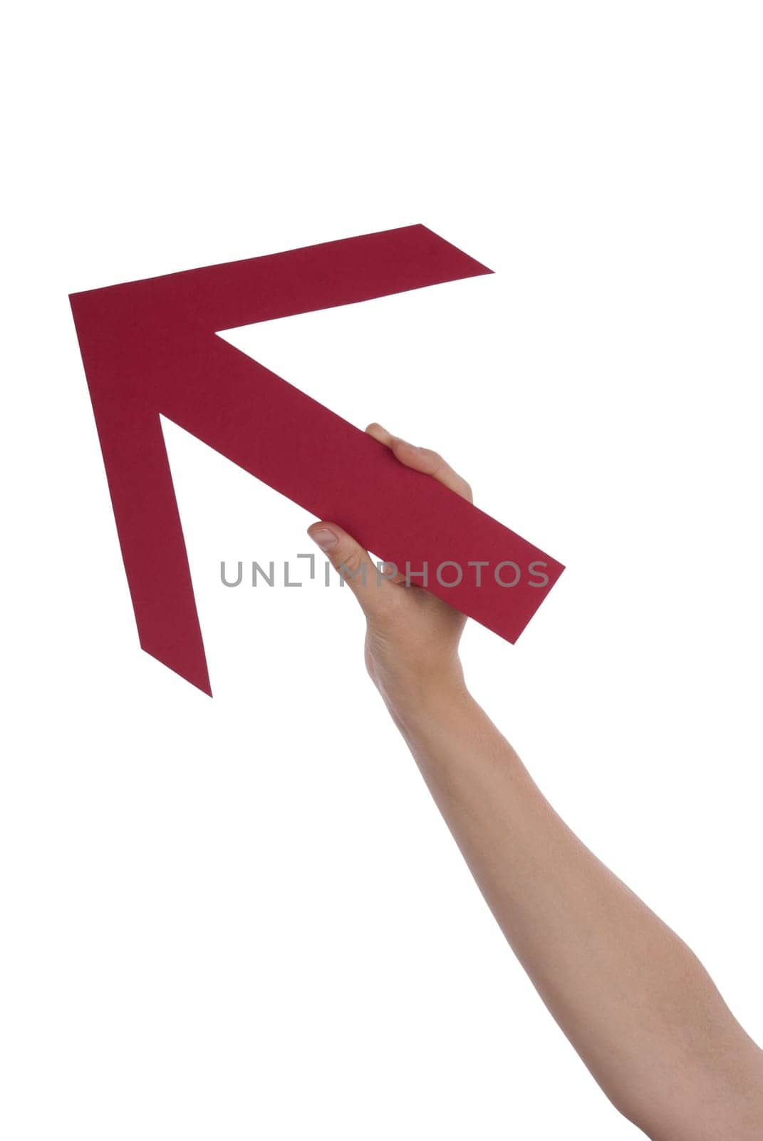 A Hand Holds a Red Arrow, Isolated