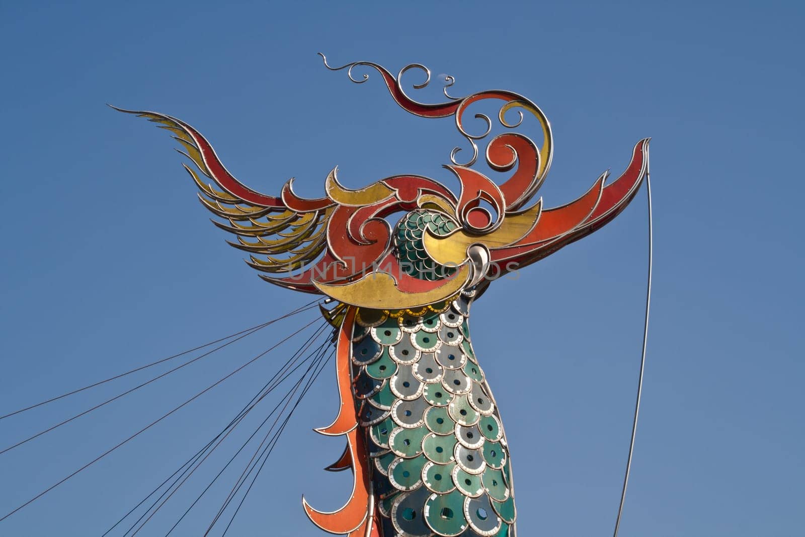 Boat made ​​of steel. The prow of a bird's head.