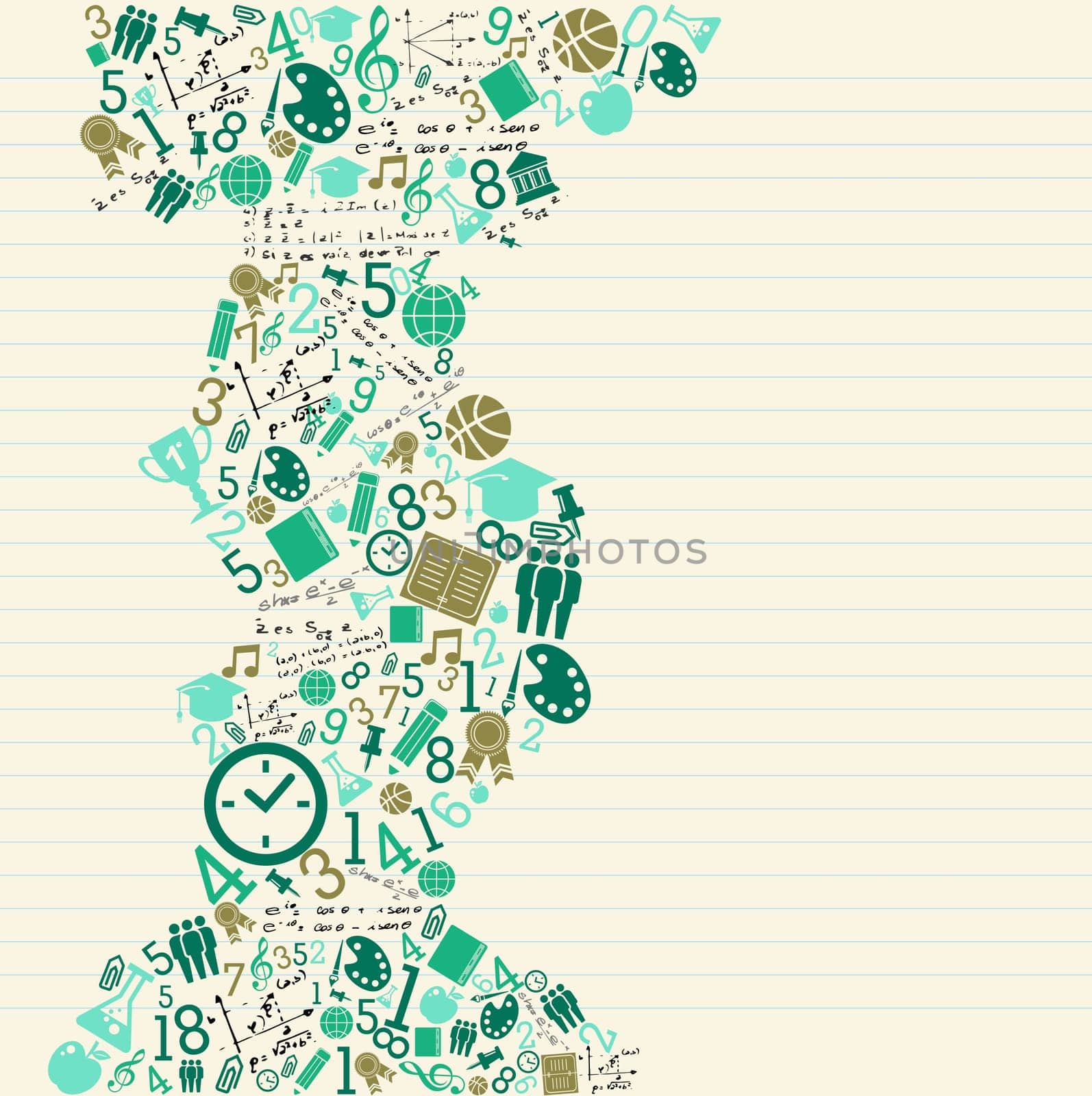 Back to School education green icons splash. Vector layered for easy personalization.