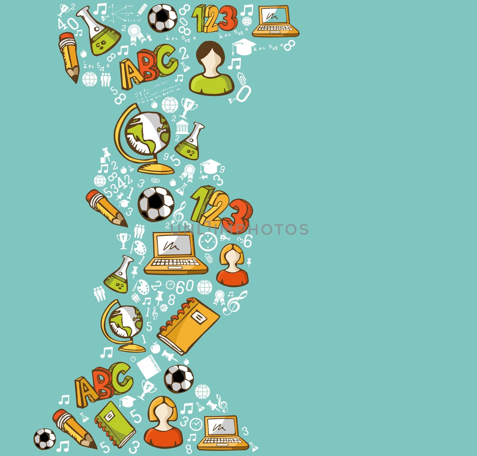 Back to School education colorful cartoon icons. Vector layered for easy personalization.