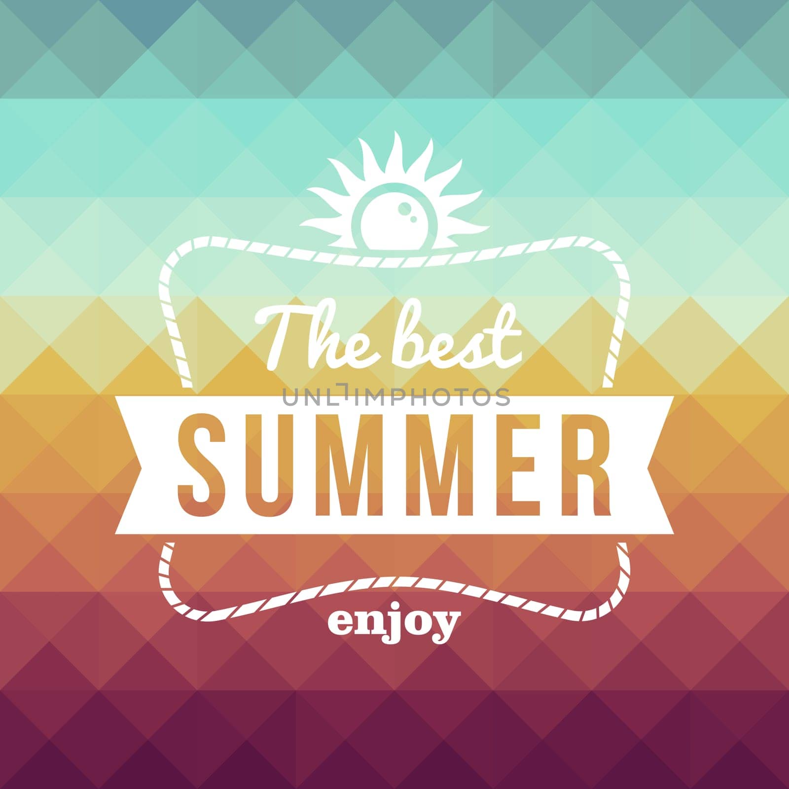Vintage fashion the best summer enjoy poster, sun rope frame. Vector file layered for easy editing.